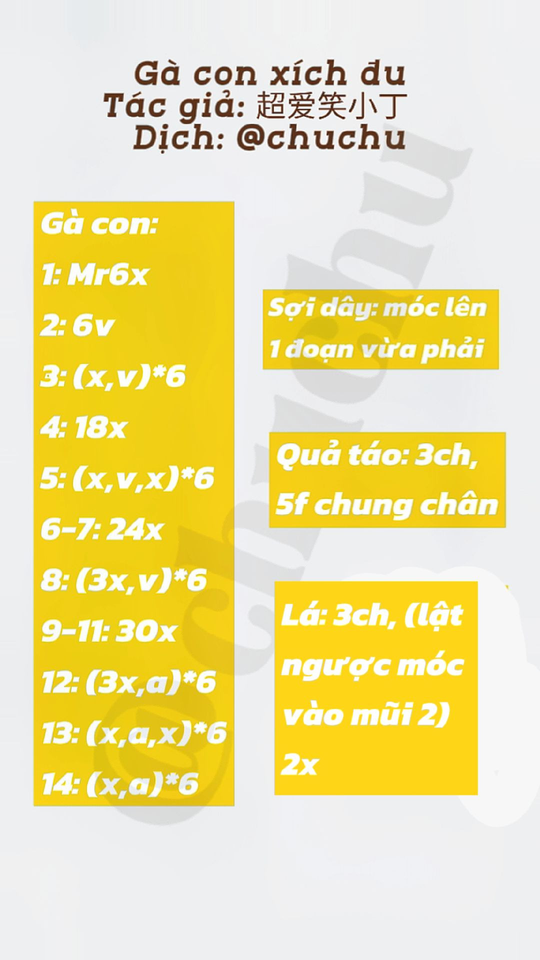 Chart móc len Gà con xích đu dễ thương