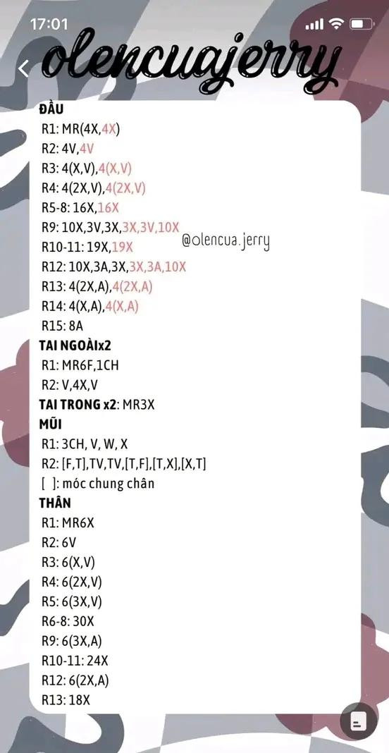 Chart móc len gấu bông Teddy màu kem và xanh pastel