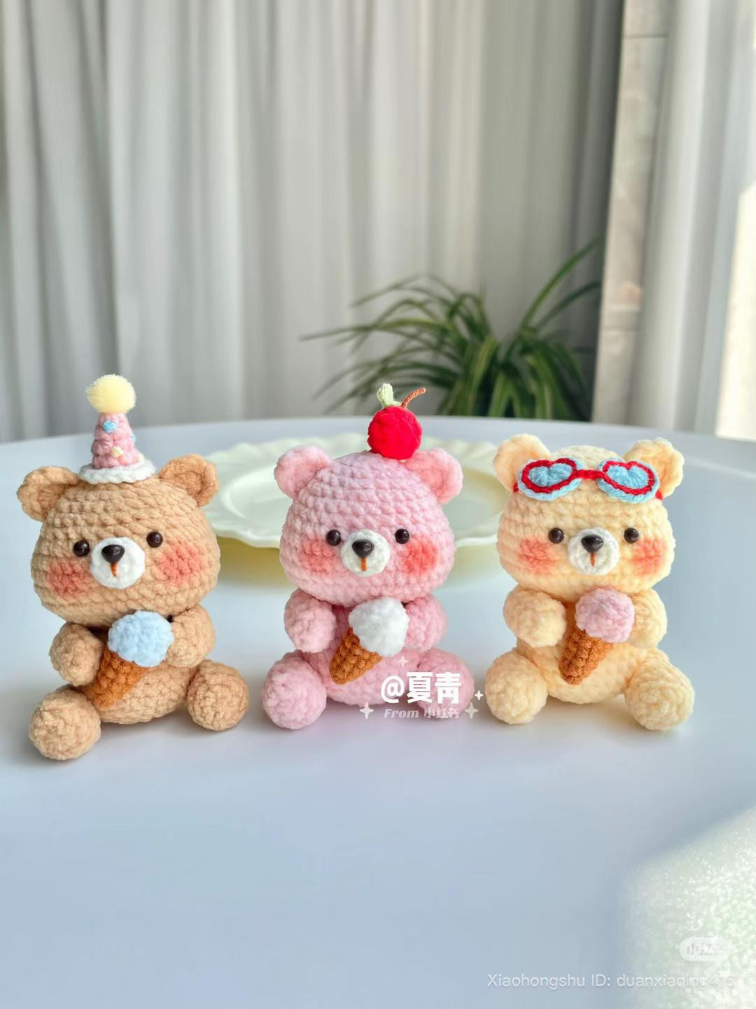 Chart móc len Gấu kem dễ thương, bảng hướng dẫn chi tiết từng phần