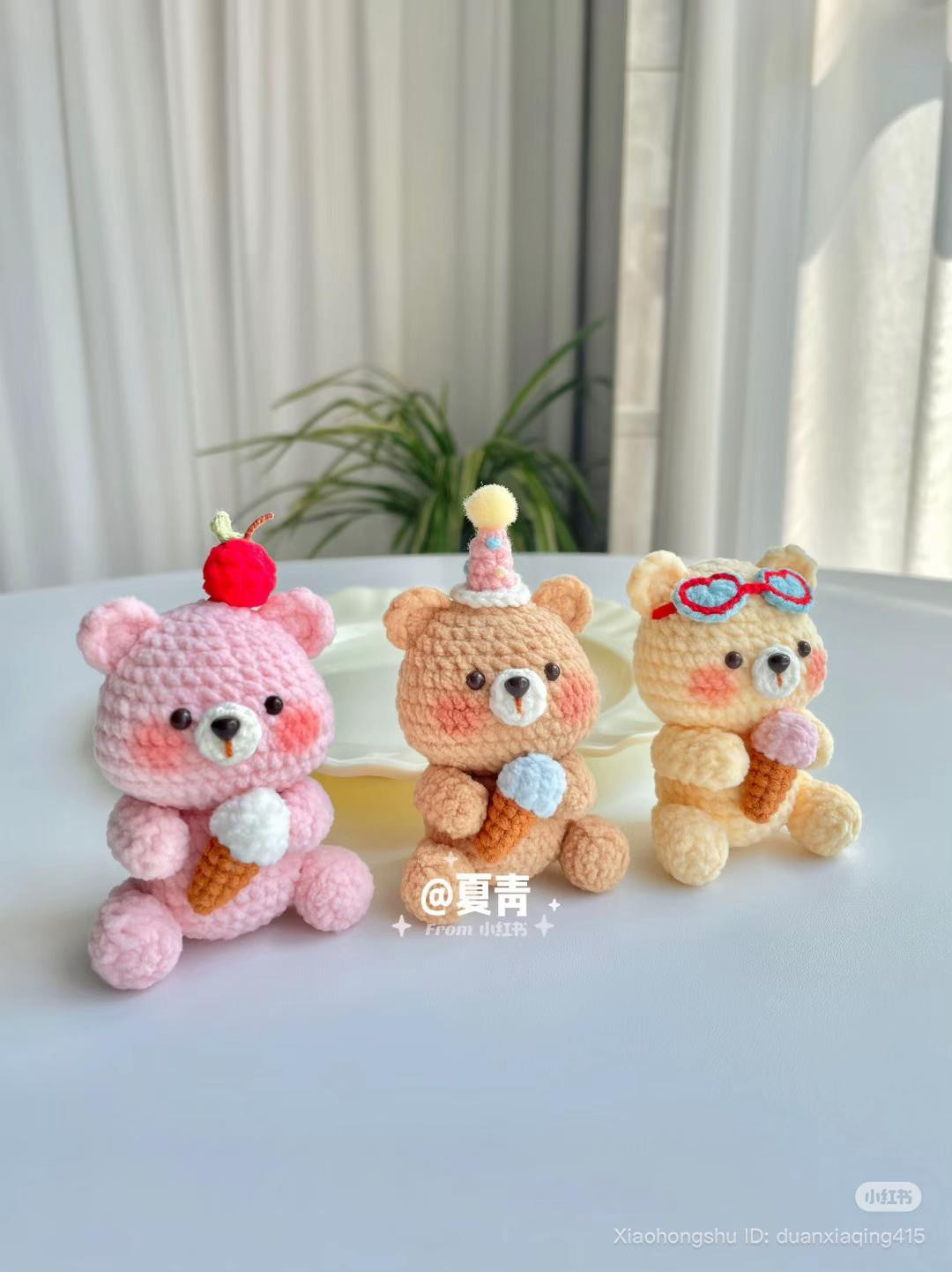 Chart móc len Gấu kem dễ thương, bảng hướng dẫn chi tiết từng phần