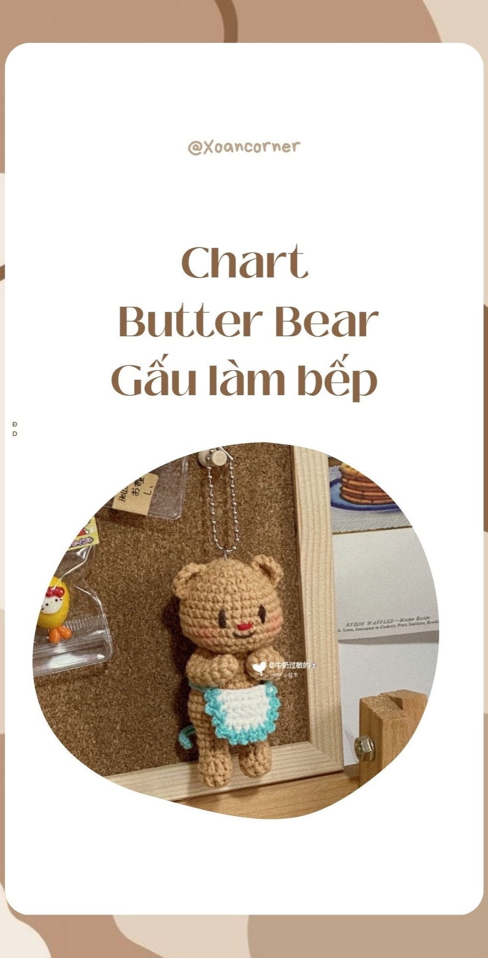 Chart móc len Gấu làm bếp Butter Bear màu nâu