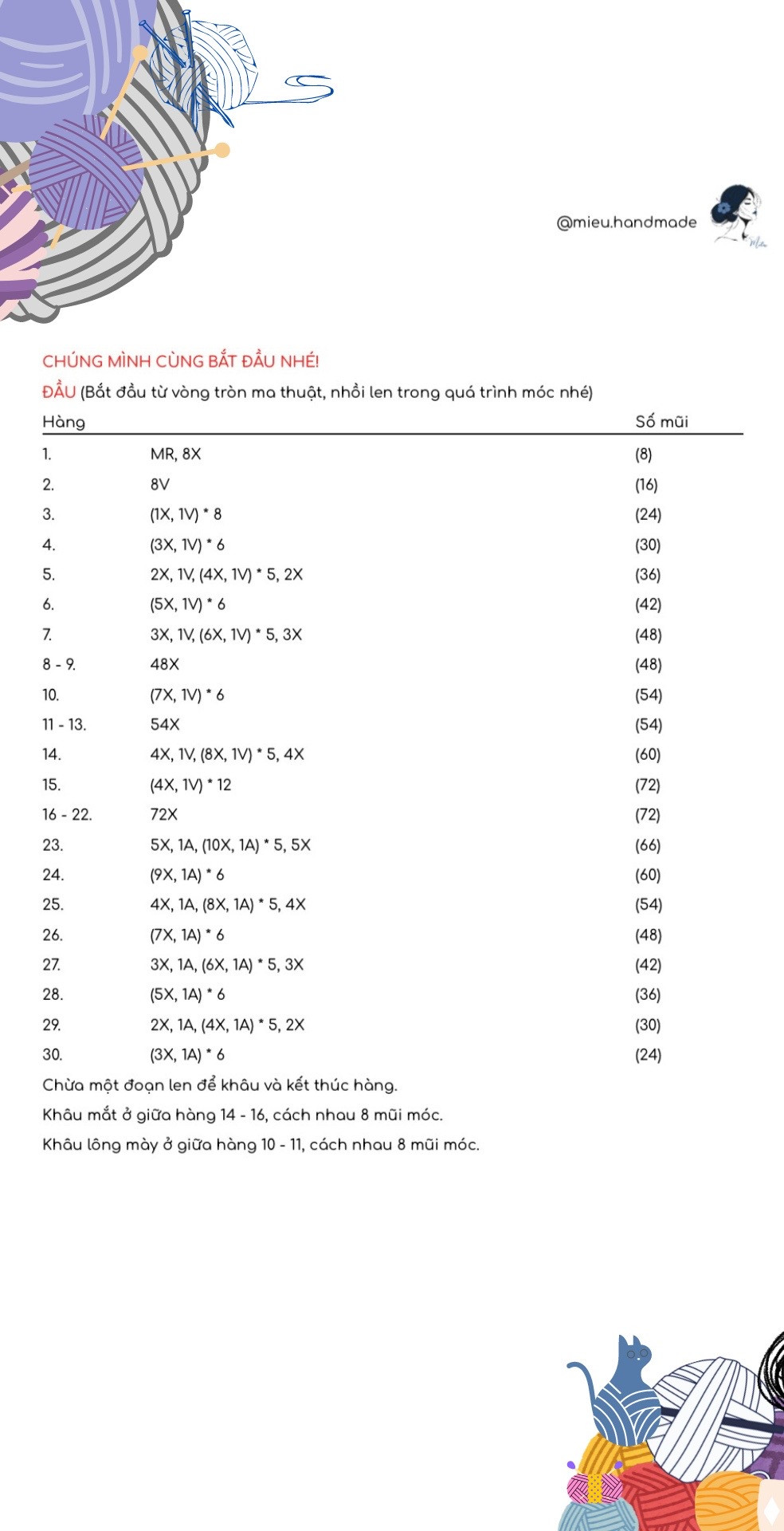 Chart Móc Len Gấu Pooh Bear Màu Vàng Đỏ - Hướng Dẫn Chi Tiết
