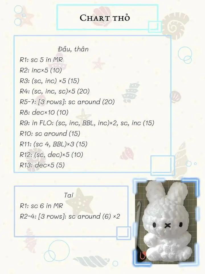 Chart Móc Len Gấu & Thỏ Cherry, Hello Kitty: Hướng Dẫn Chi Tiết Từng Phần