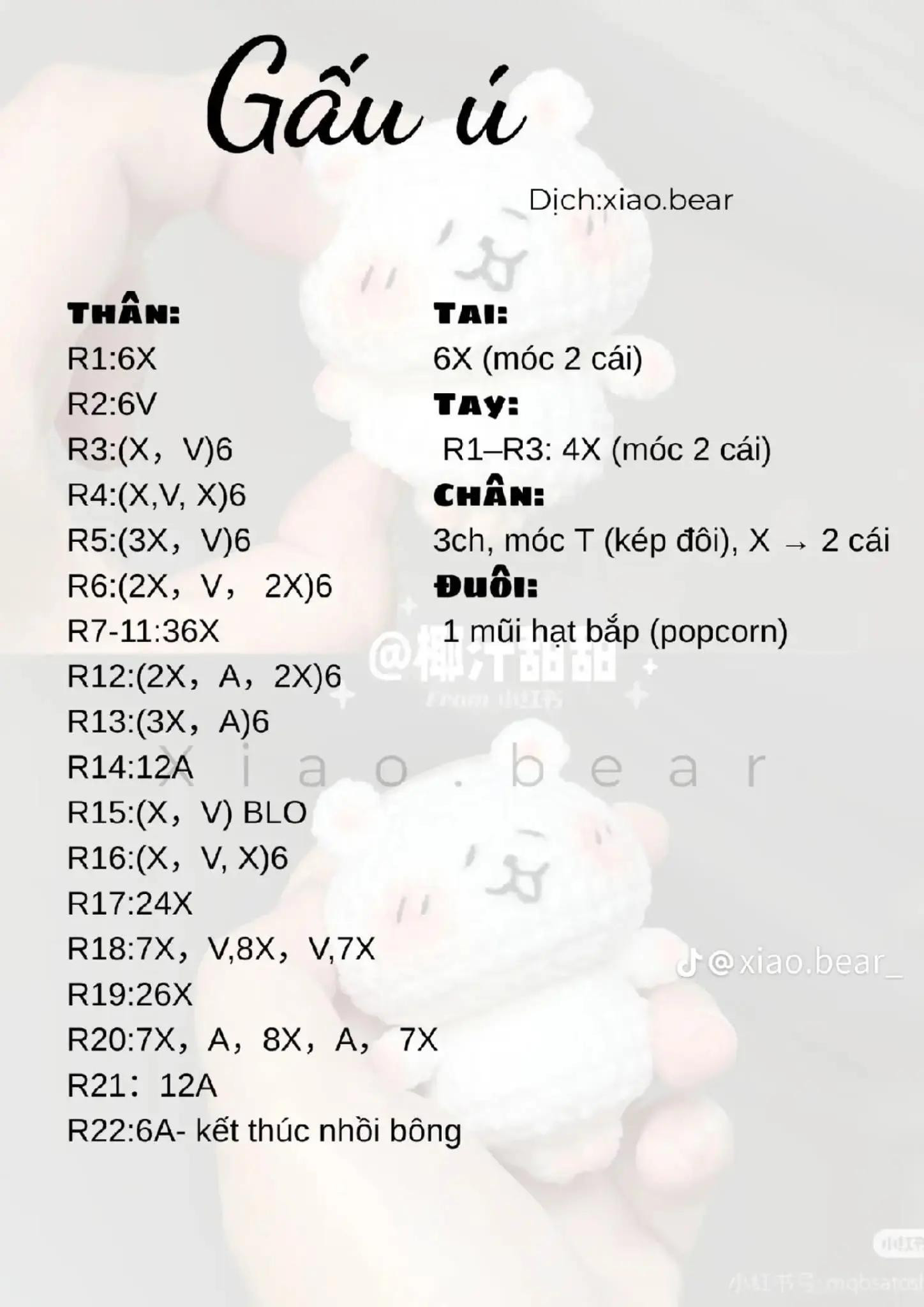 Chart móc len gấu ú trắng và mèo đen đeo túi cá