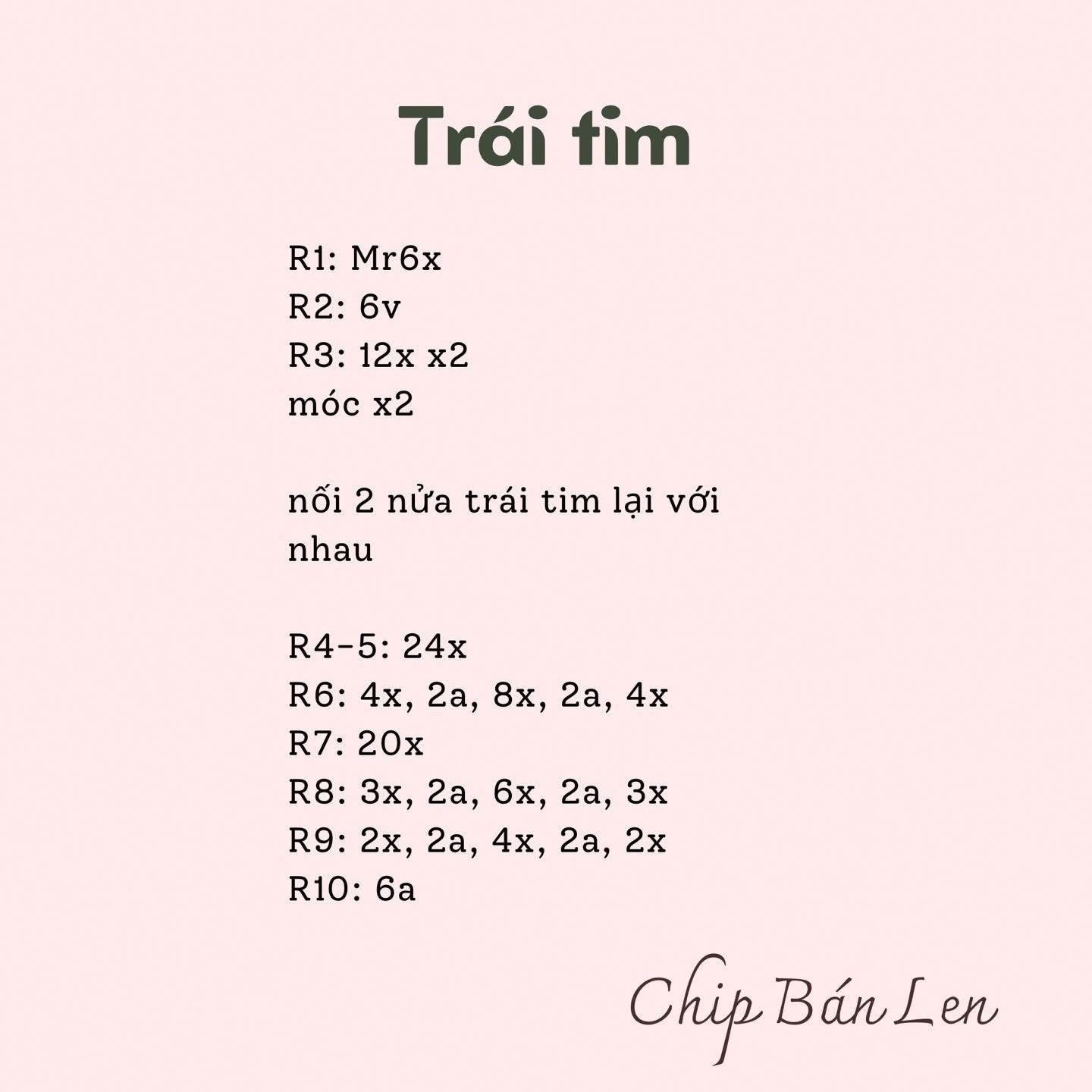 Chart móc len gấu và trái tim