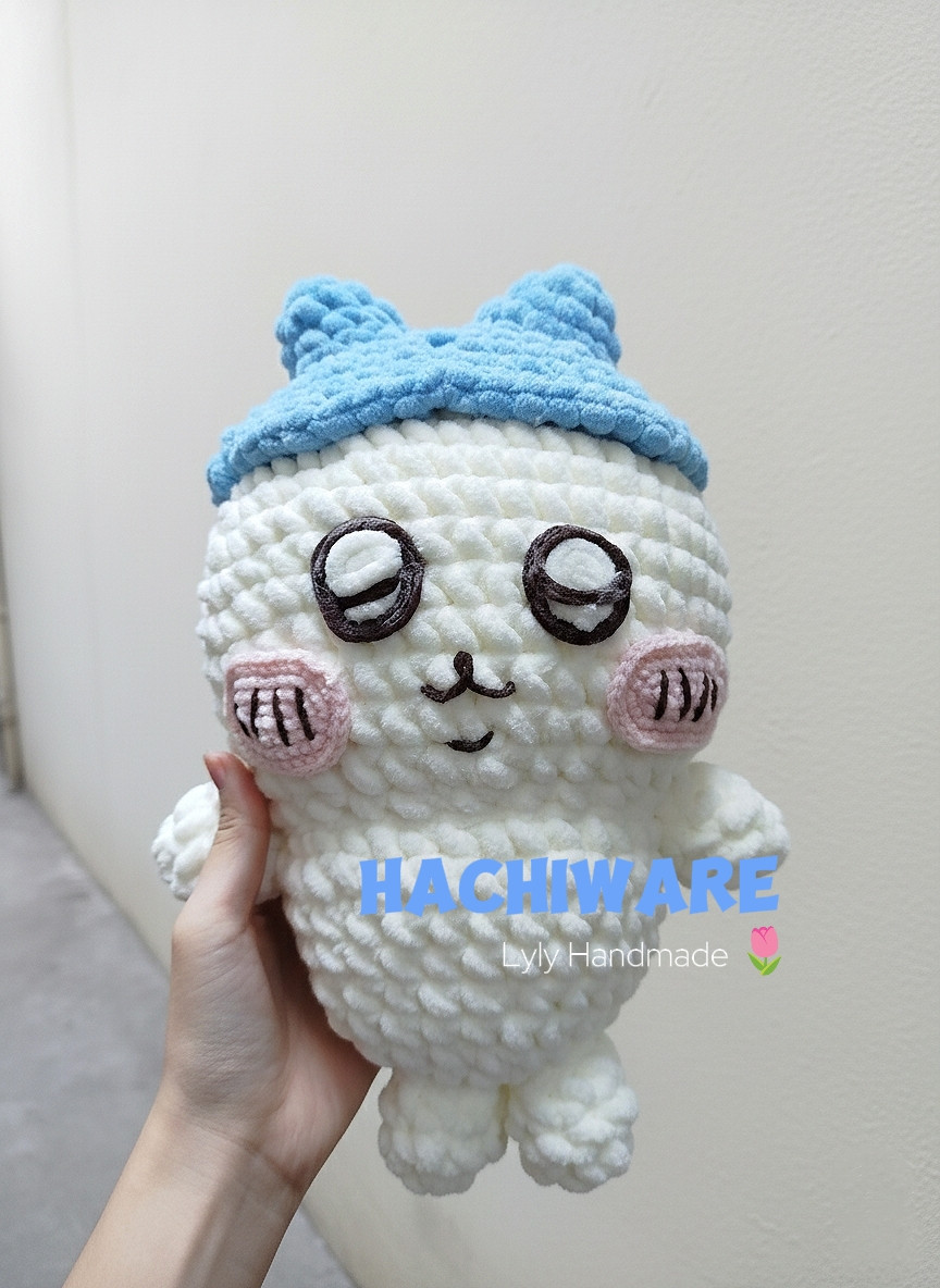 Chart móc len Hachiware màu trắng xanh, hướng dẫn chi tiết từng hàng