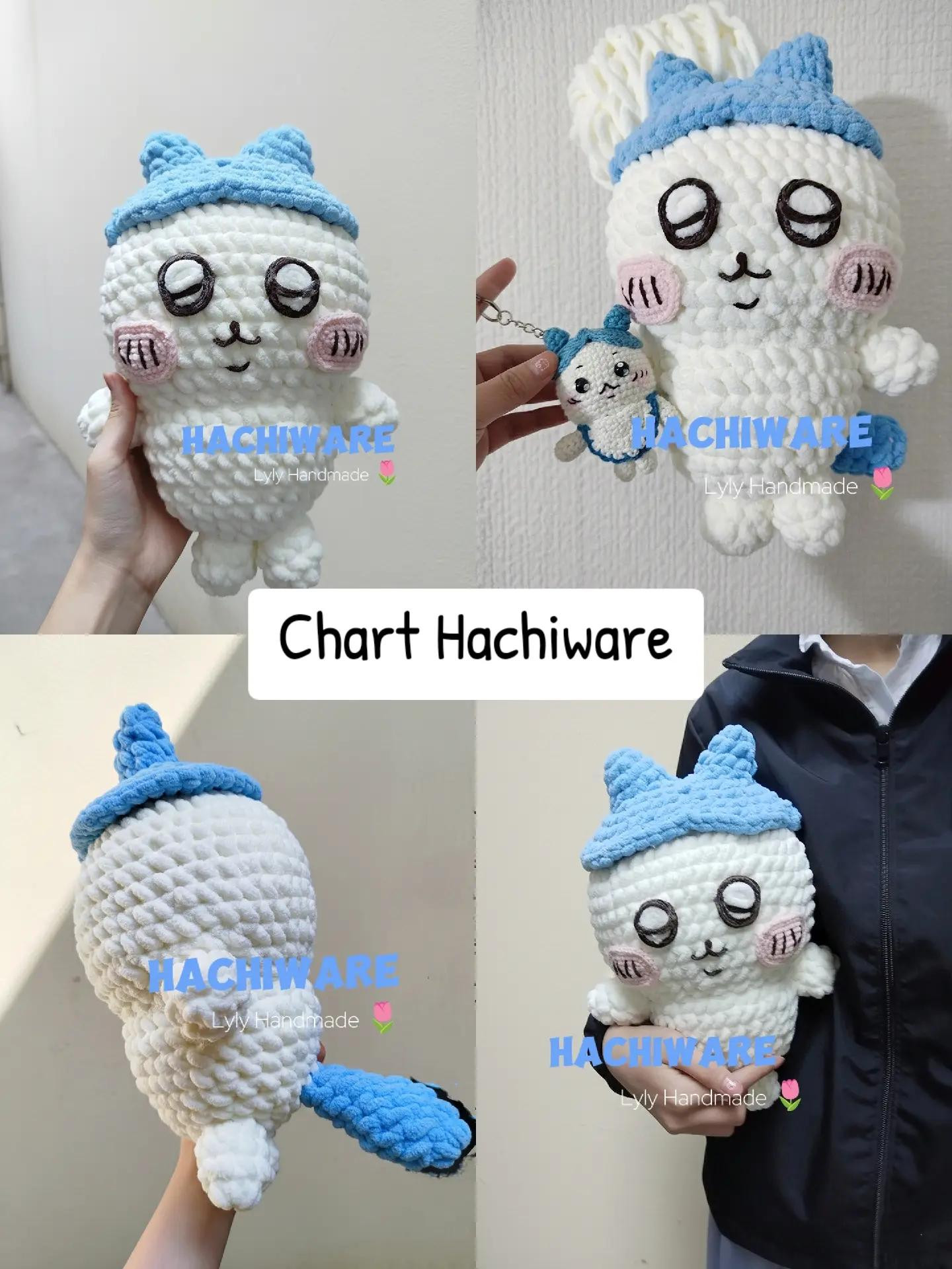 Chart móc len Hachiware màu trắng xanh, hướng dẫn chi tiết từng hàng