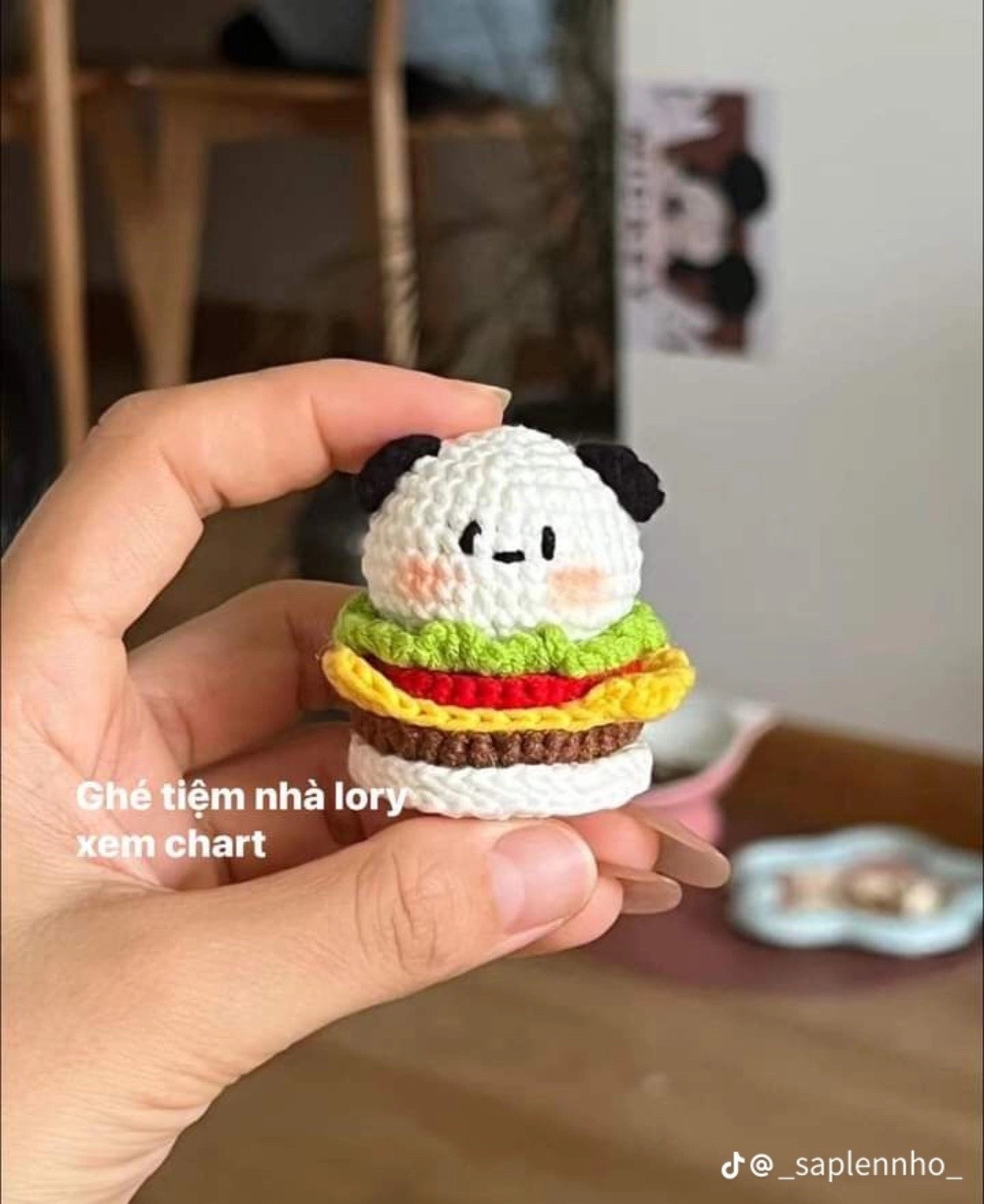 Chart móc len Hamburger cún dễ thương, hướng dẫn chi tiết từng phần