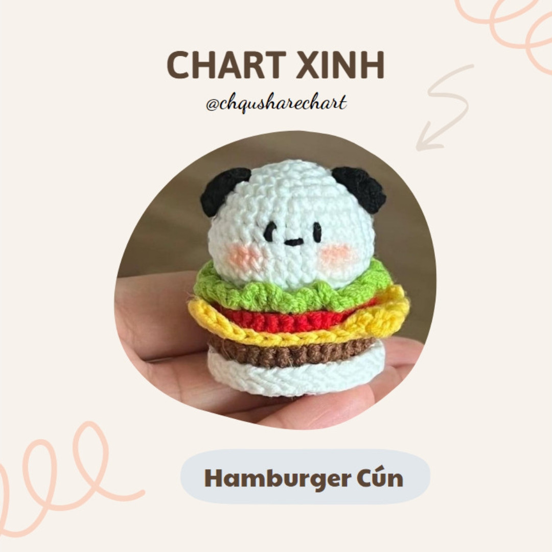 Chart Móc Len Hamburger Cún Khủng Long Dễ Thương