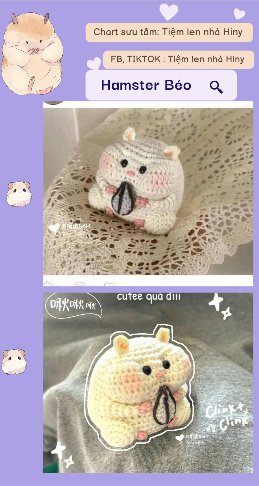 Chart móc len Hamster Béo: Hướng dẫn chi tiết từng phần đầu, thân, tay và chân từ Tiệm len nhà Hiny