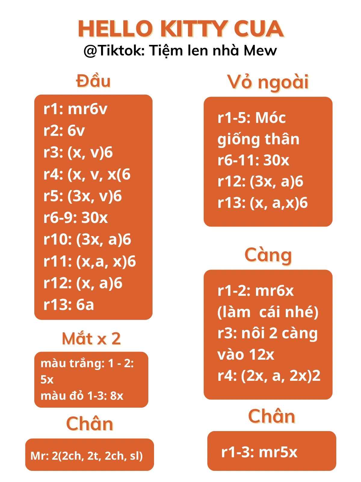 Chart Móc Len Hello Kitty Cua - Hướng dẫn chi tiết từng hàng
