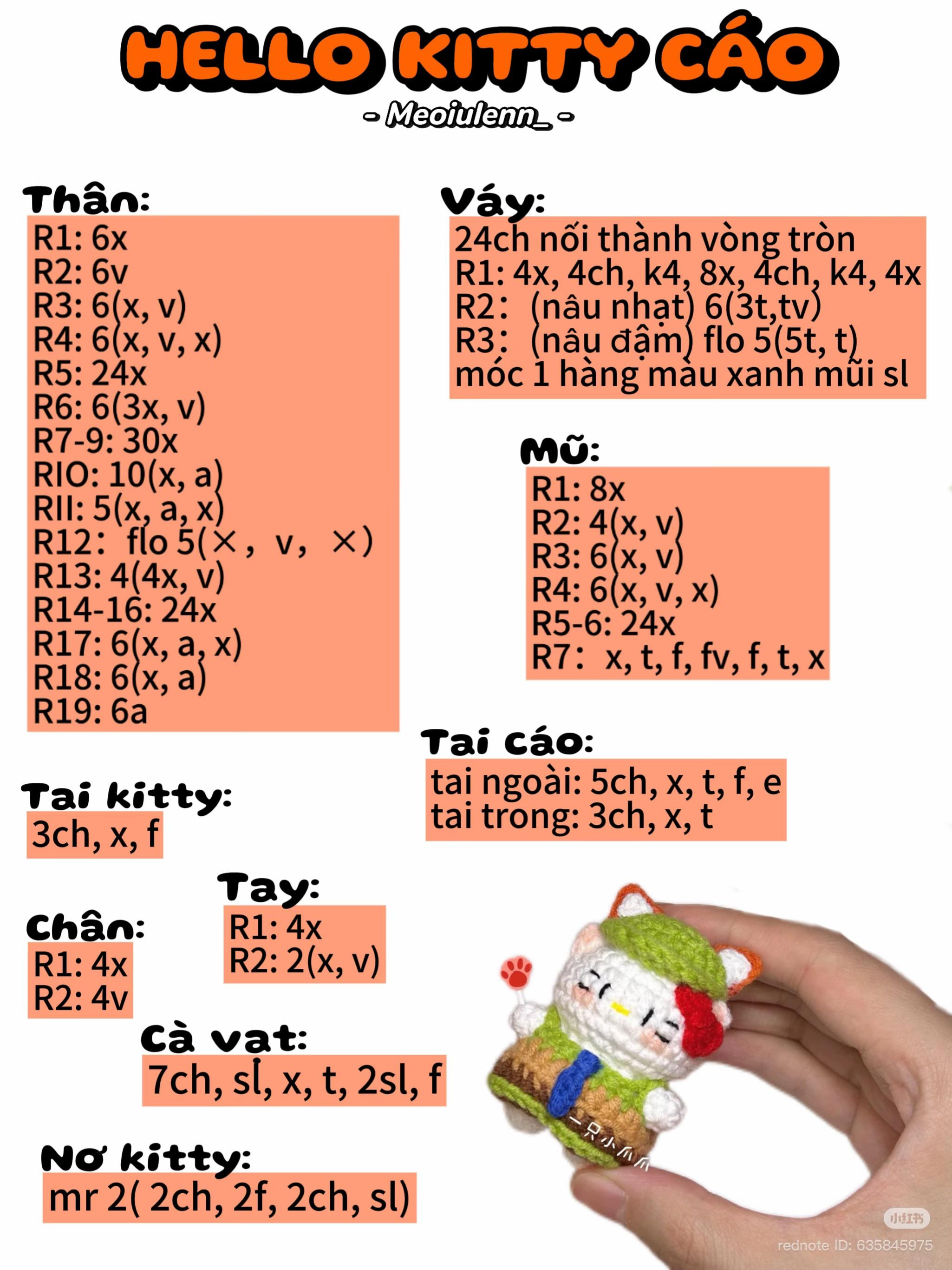 Chart Móc Len Hello Kitty Gái Cáo và Thỏ Zootopia