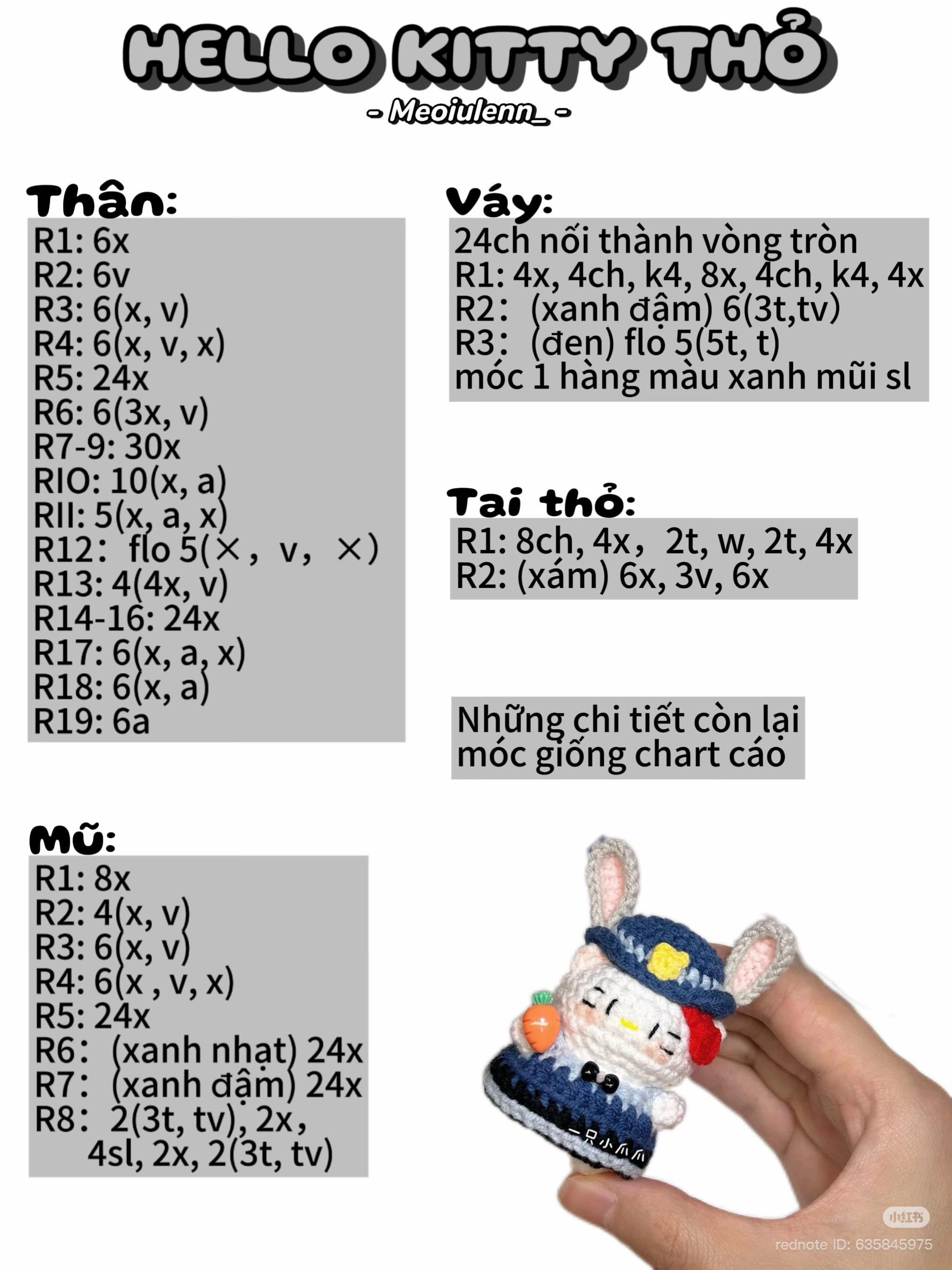 Chart Móc Len Hello Kitty Gái Cáo và Thỏ Zootopia