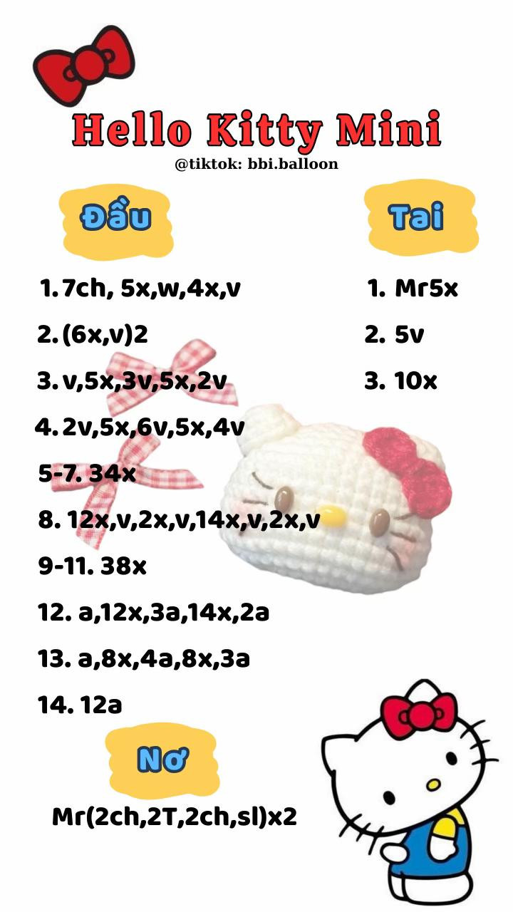 Chart móc len Hello Kitty Mini làm phone charm xinh xắn