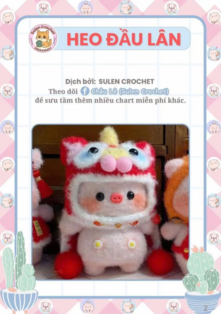 Chart Móc Len Heo Đầu Lân và Heo Đại Phúc Mừng Năm Mới