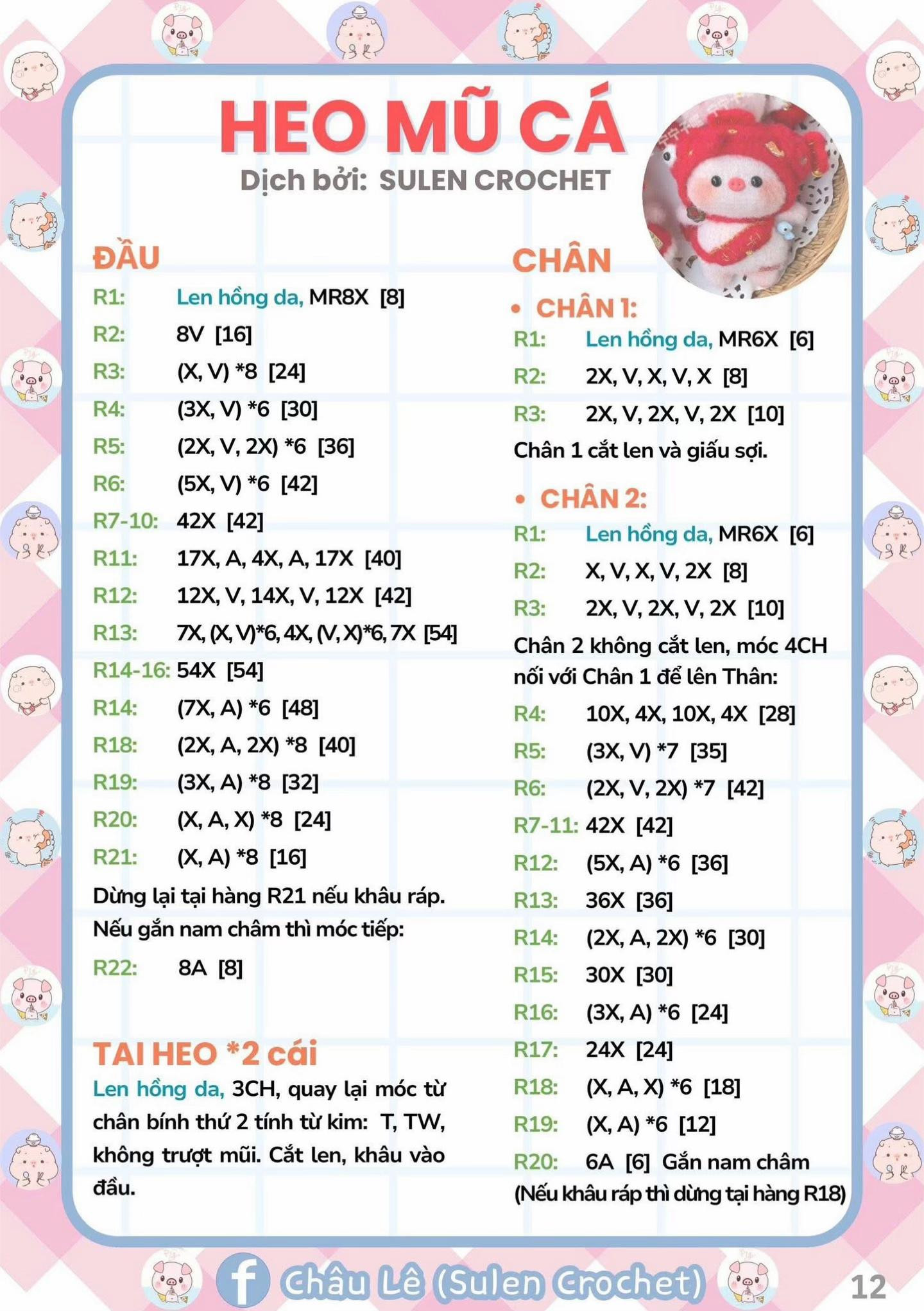 Chart Móc Len Heo Đầu Lân và Heo Đại Phúc Mừng Năm Mới