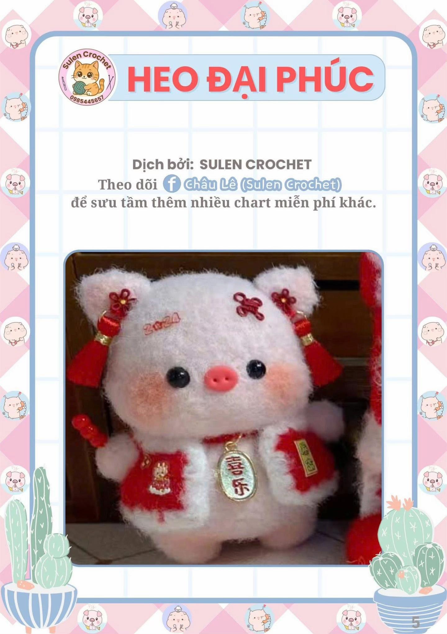 Chart Móc Len Heo Đầu Lân và Heo Đại Phúc Mừng Năm Mới