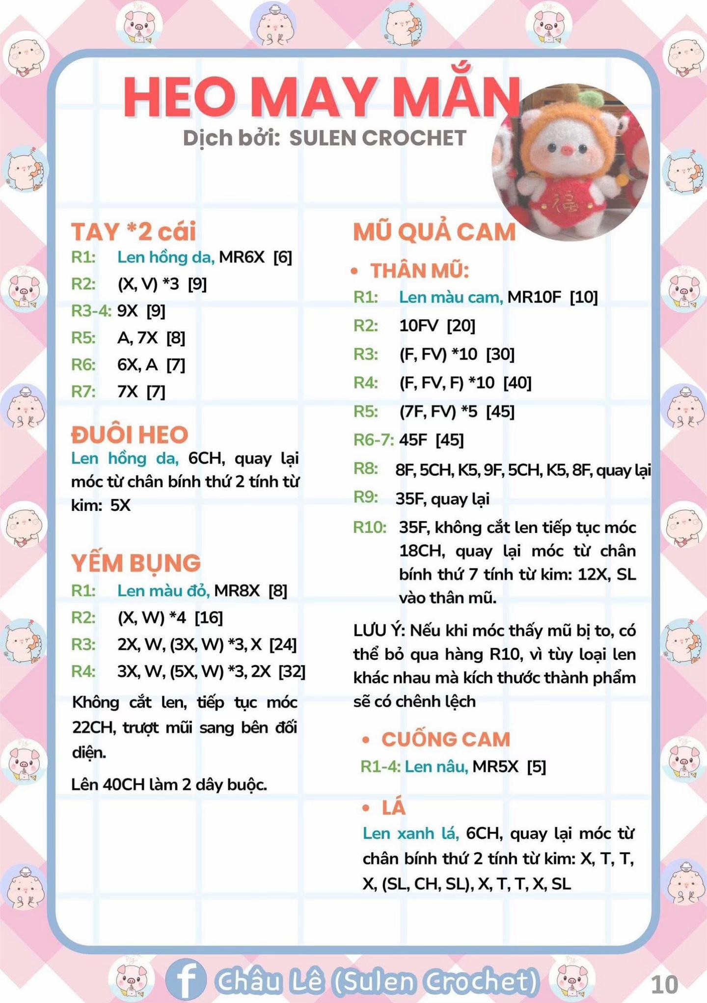 Chart Móc Len Heo Đầu Lân và Heo Đại Phúc Mừng Năm Mới