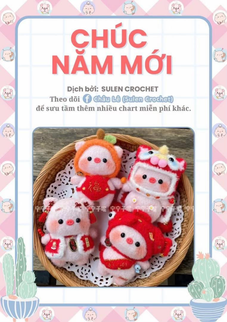 Chart Móc Len Heo Đầu Lân và Heo Đại Phúc Mừng Năm Mới