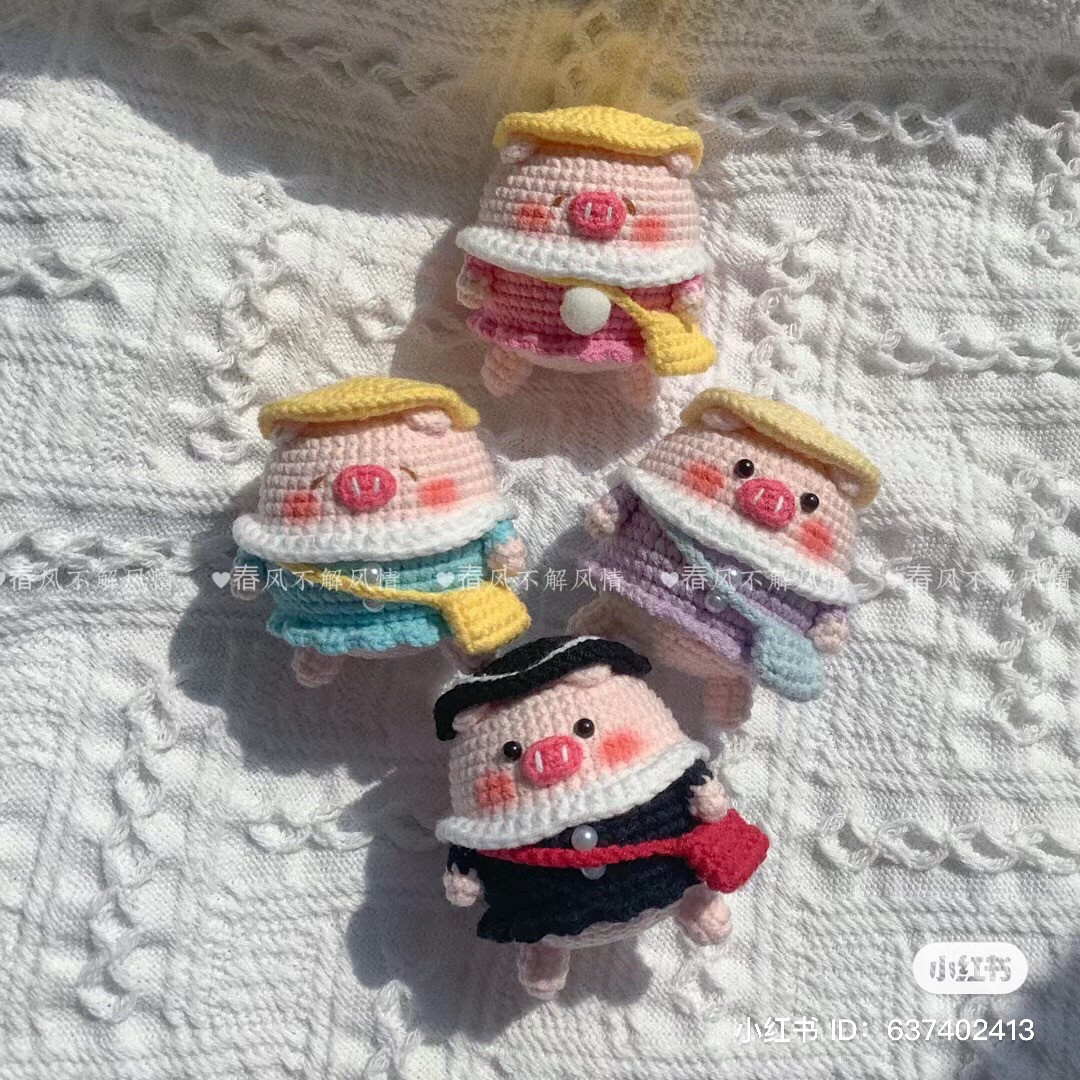 Chart móc len heo đeo túi, hướng dẫn chi tiết từng hàng