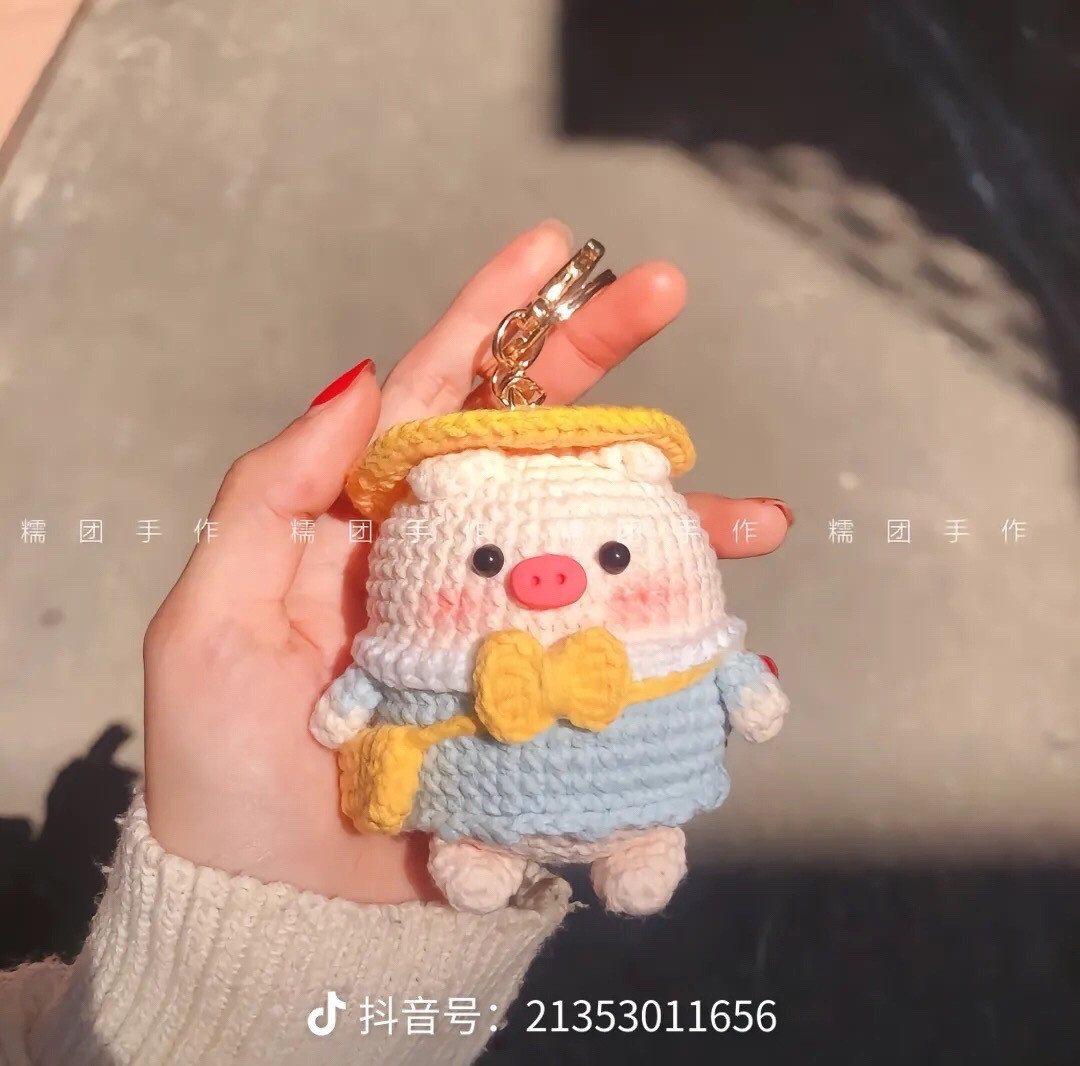 Chart móc len heo đeo túi, hướng dẫn chi tiết từng hàng