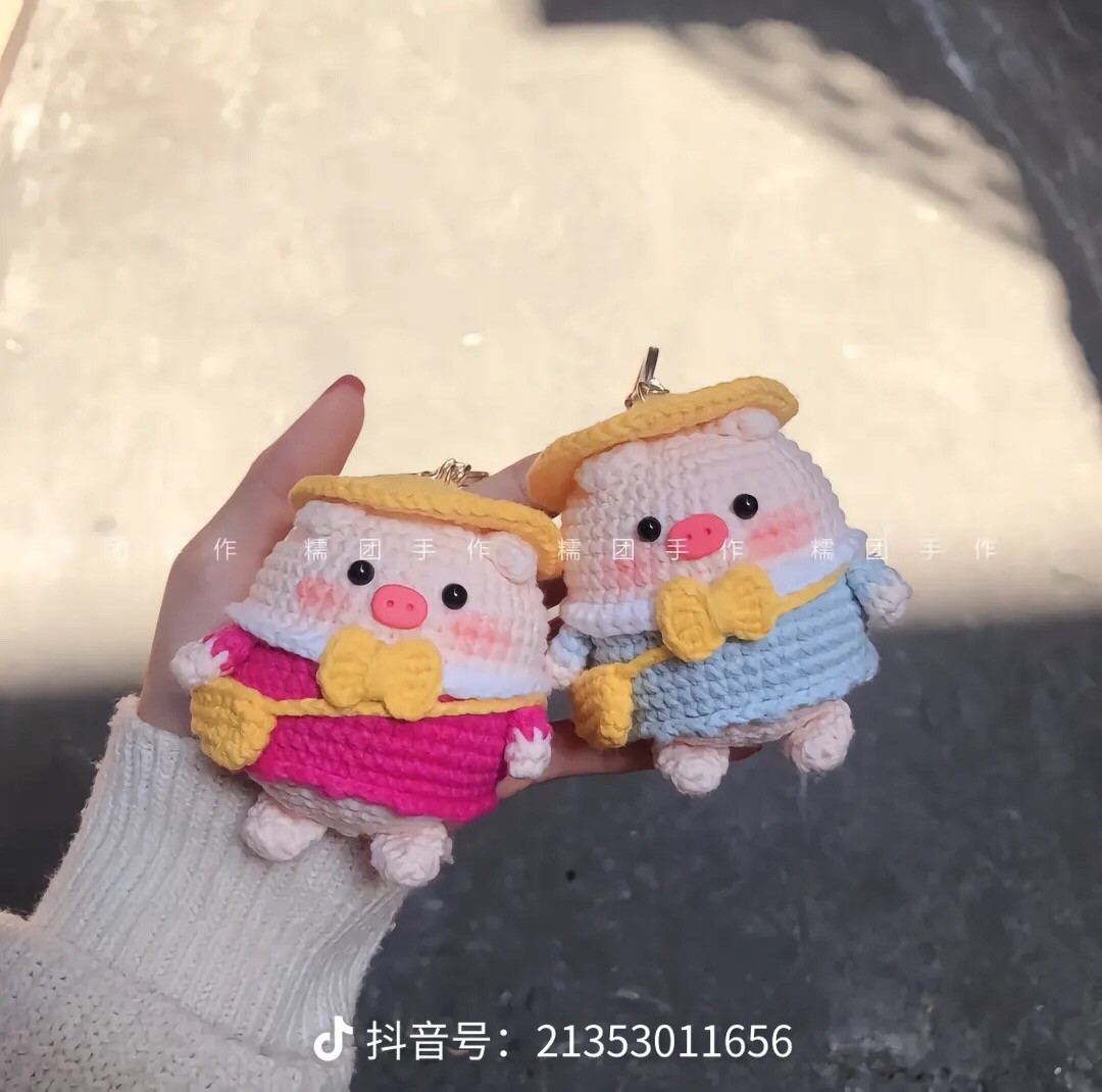 Chart móc len heo đeo túi, hướng dẫn chi tiết từng hàng