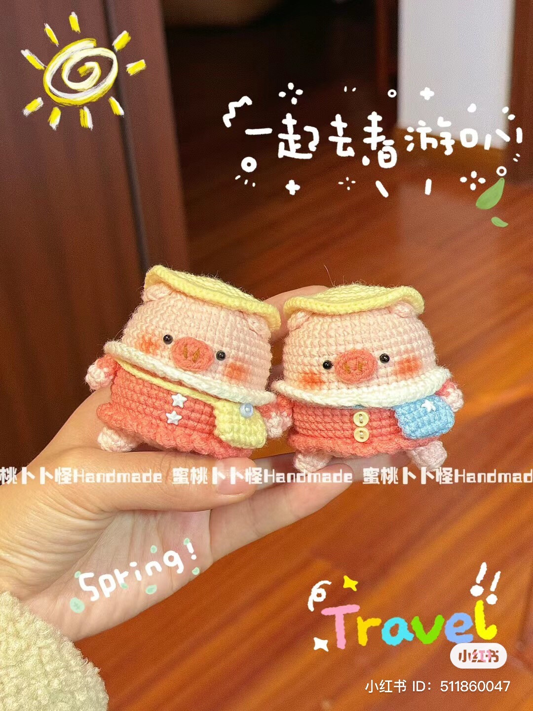 Chart móc len heo đeo túi, hướng dẫn chi tiết từng hàng