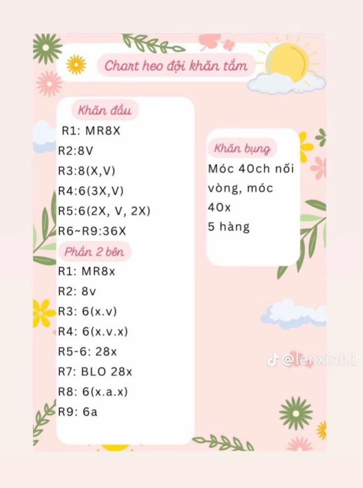 Chart móc len Heo đội khăn tắm màu hồng kem