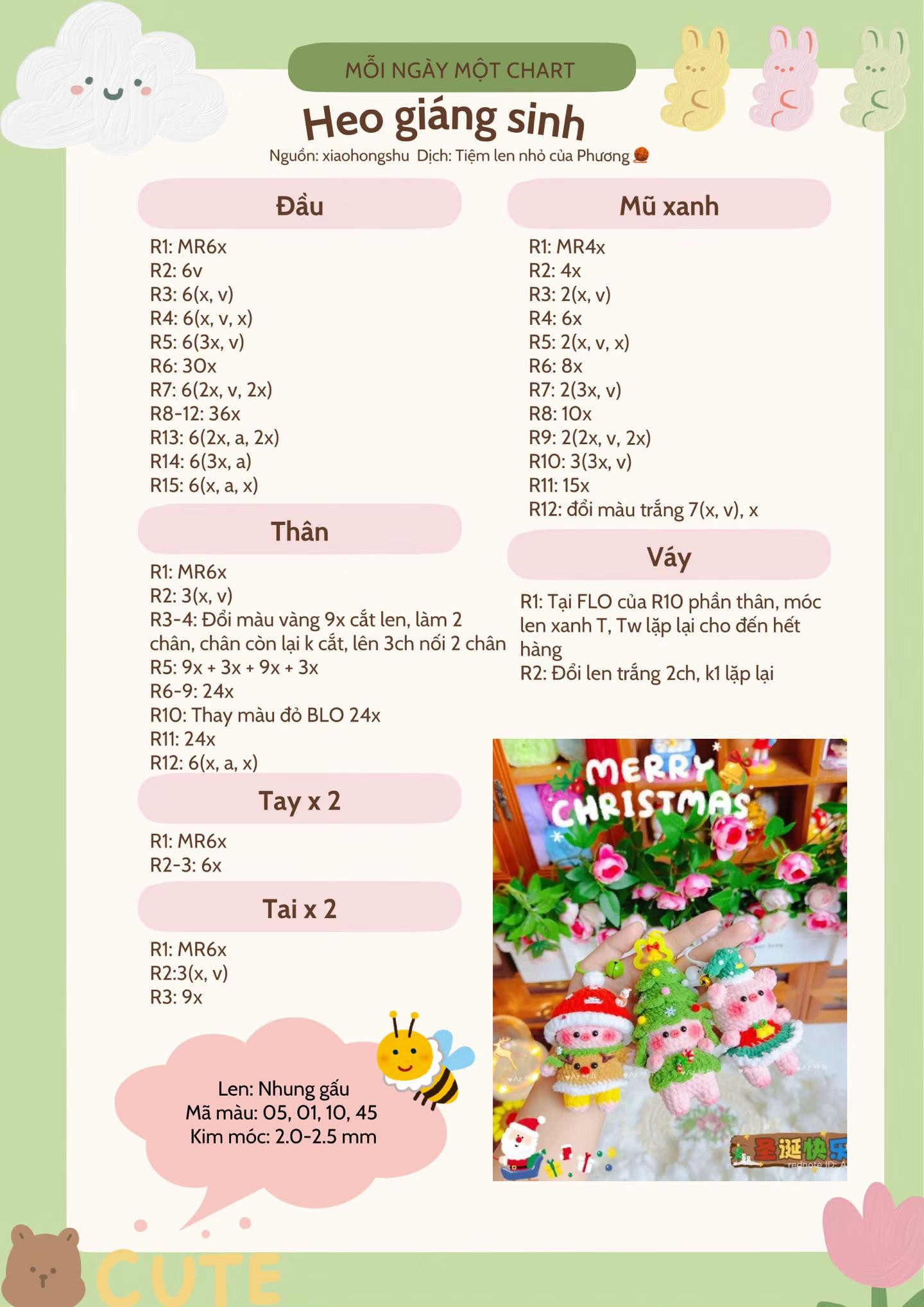 Chart Móc Len Heo Giáng Sinh Dễ Thương