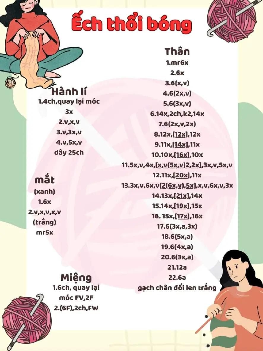 Chart móc len hình Sao biển Patrick và Ếch thổi bóng xả stress