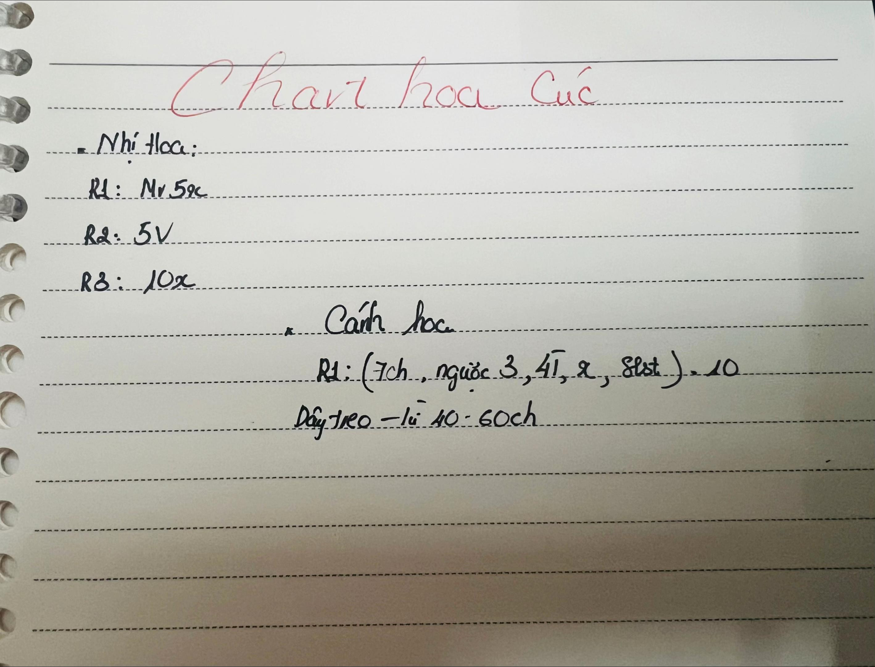 Chart móc len hoa cúc trắng vàng