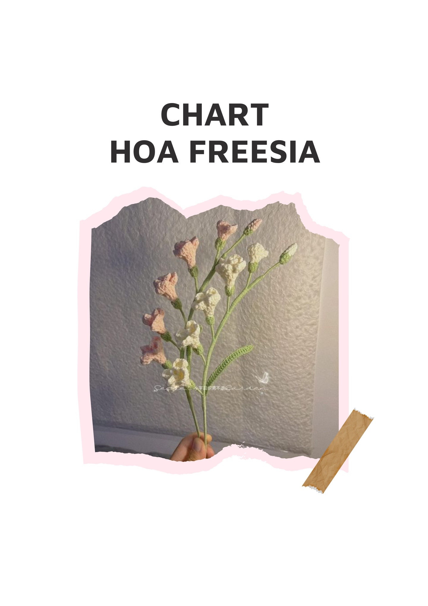 Chart móc len hoa Freesia - Hướng dẫn chi tiết cách làm cành hoa