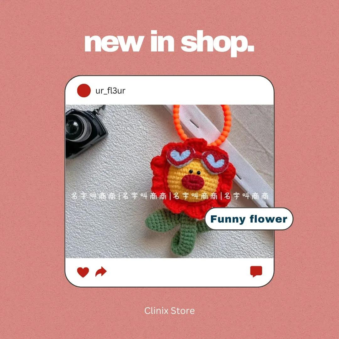Chart móc len Hoa mặt cười đeo kính Funny Flower