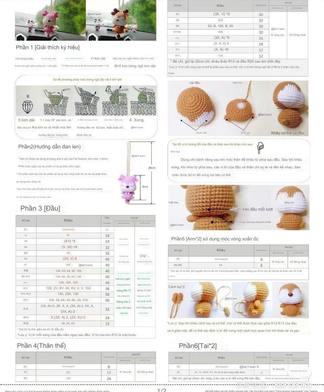 Chart móc len hươu cao cổ và thỏ dễ thương