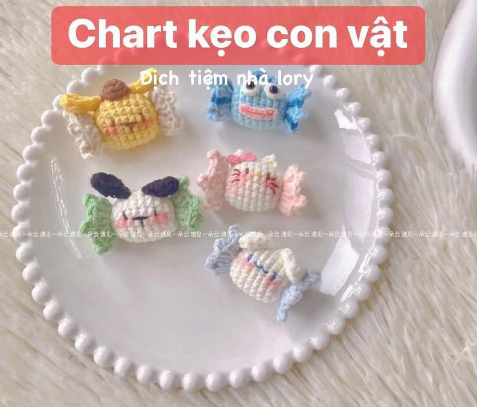 Chart móc len kẹo hình con vật dễ thương