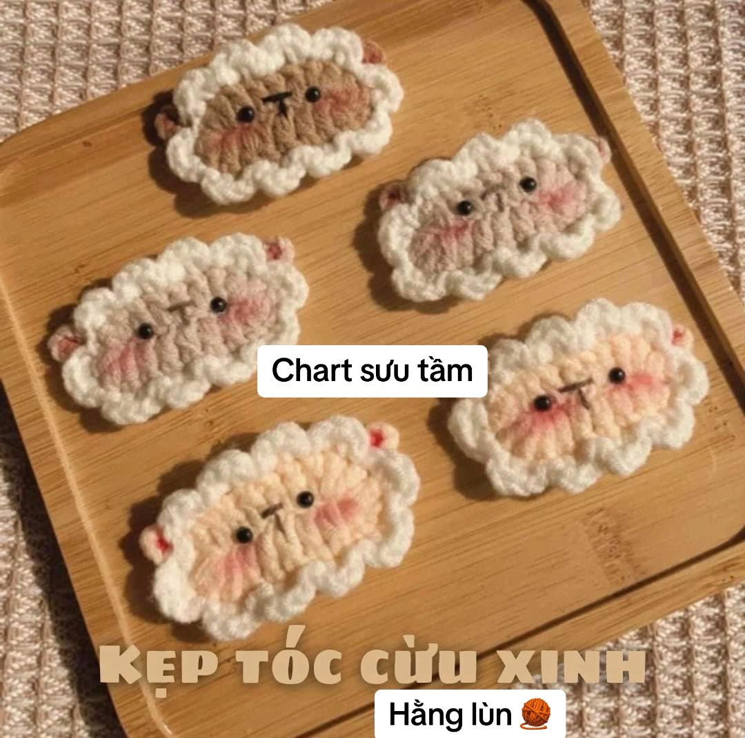 Chart móc len kẹp tóc cừu xinh xắn