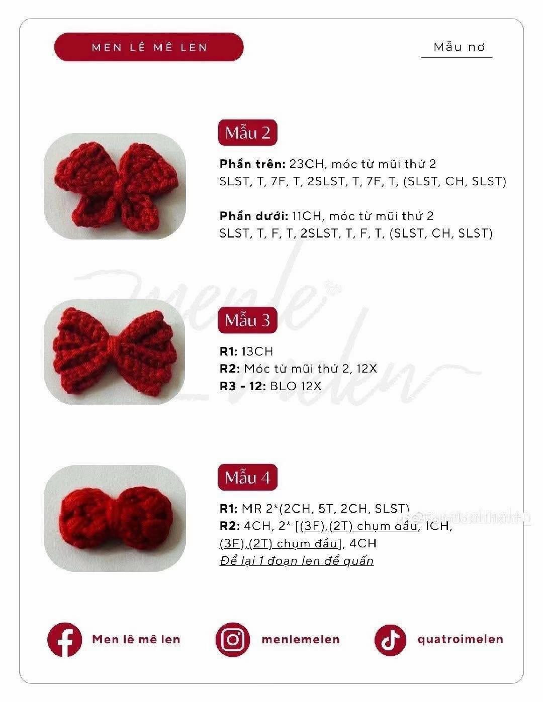 Chart Móc Len Kẹp Tóc Giáng Sinh và Thỏ Cute