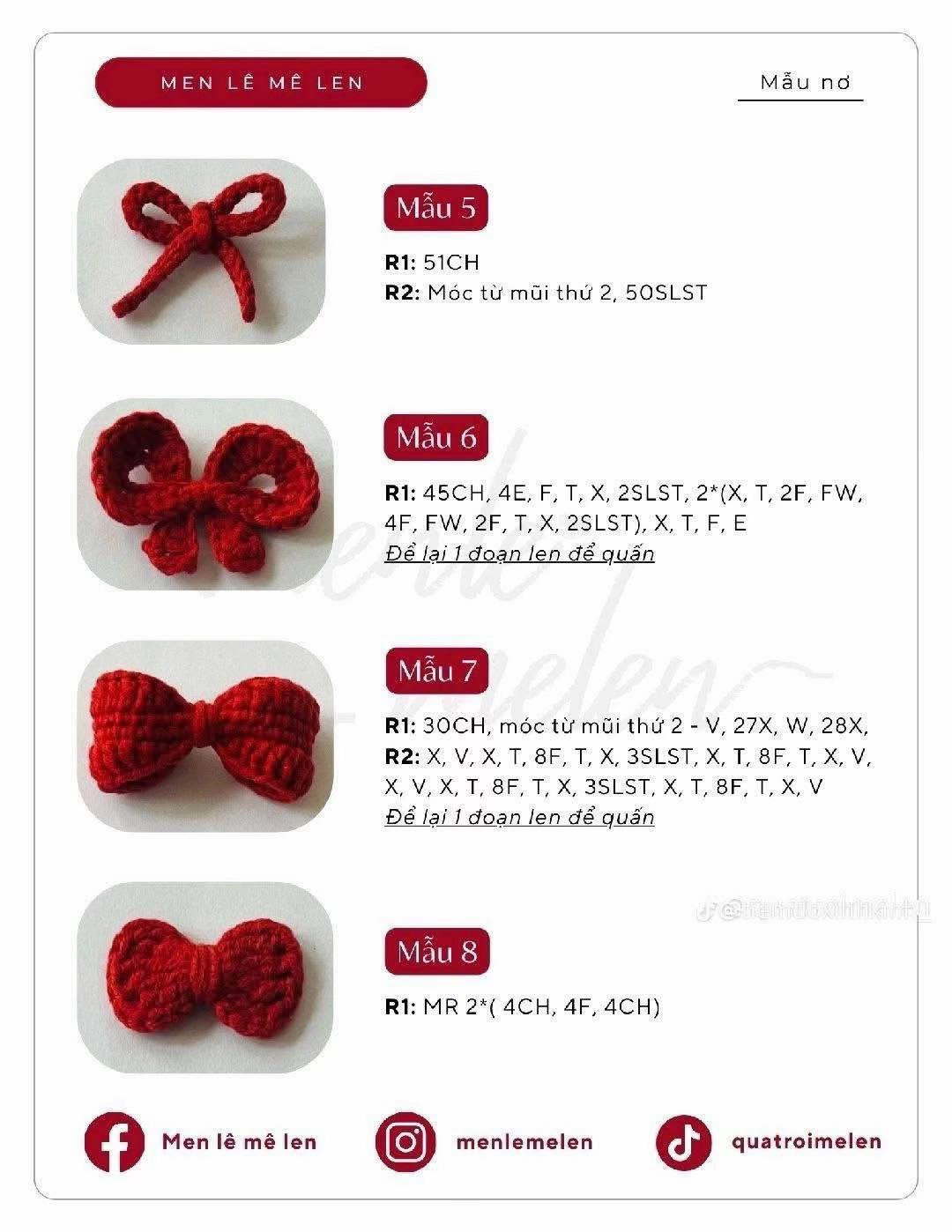 Chart Móc Len Kẹp Tóc Giáng Sinh và Thỏ Cute