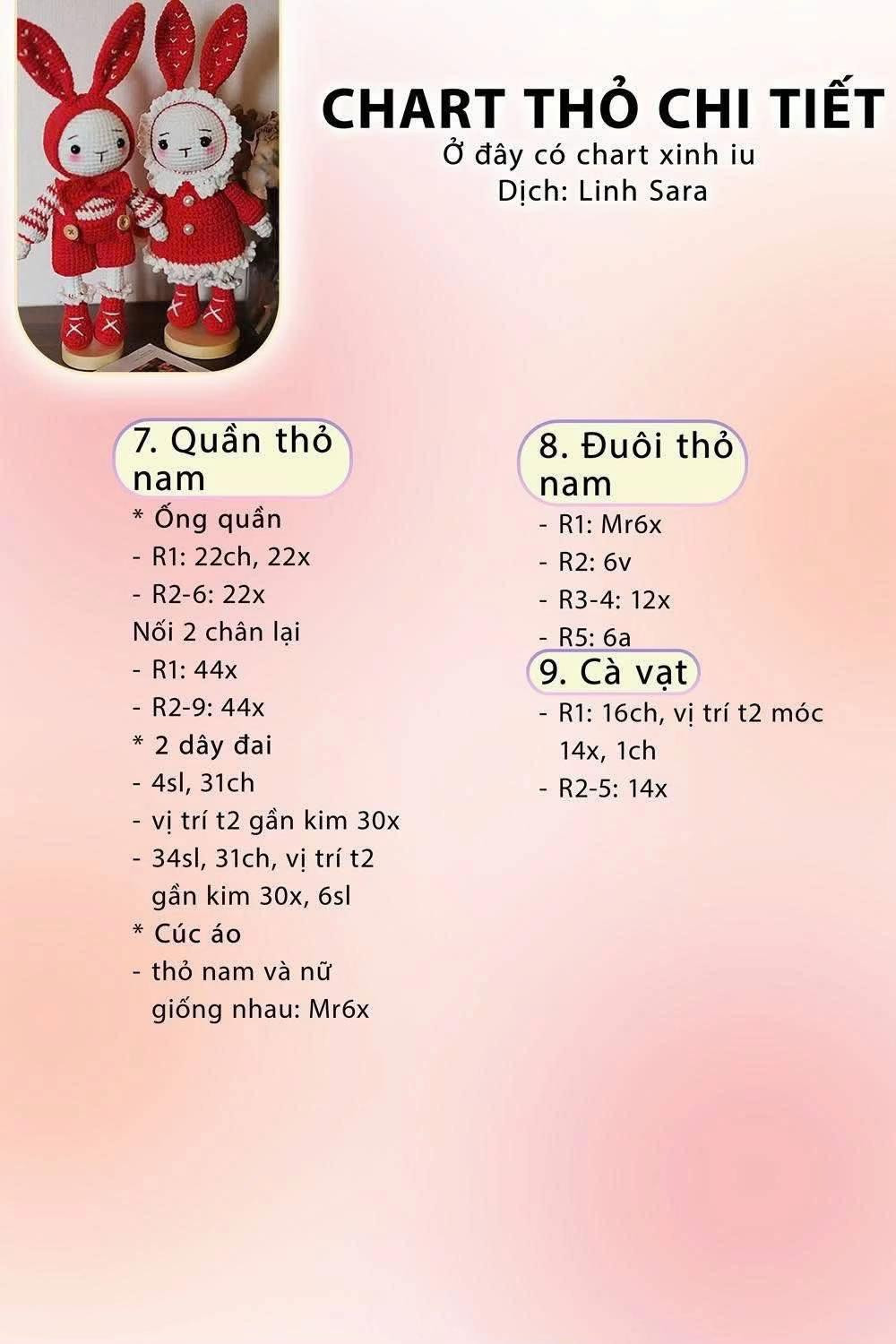Chart Móc Len Kẹp Tóc Giáng Sinh và Thỏ Cute