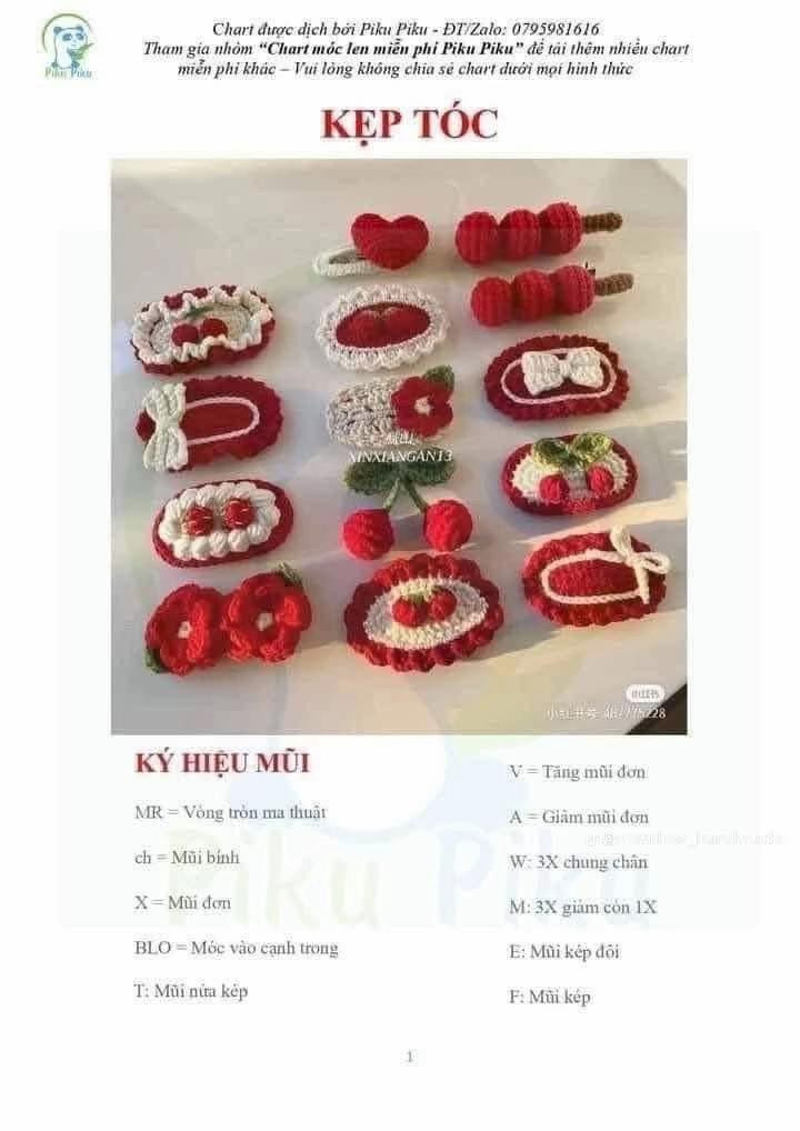 Chart Móc Len Kẹp Tóc Giáng Sinh và Thỏ Cute