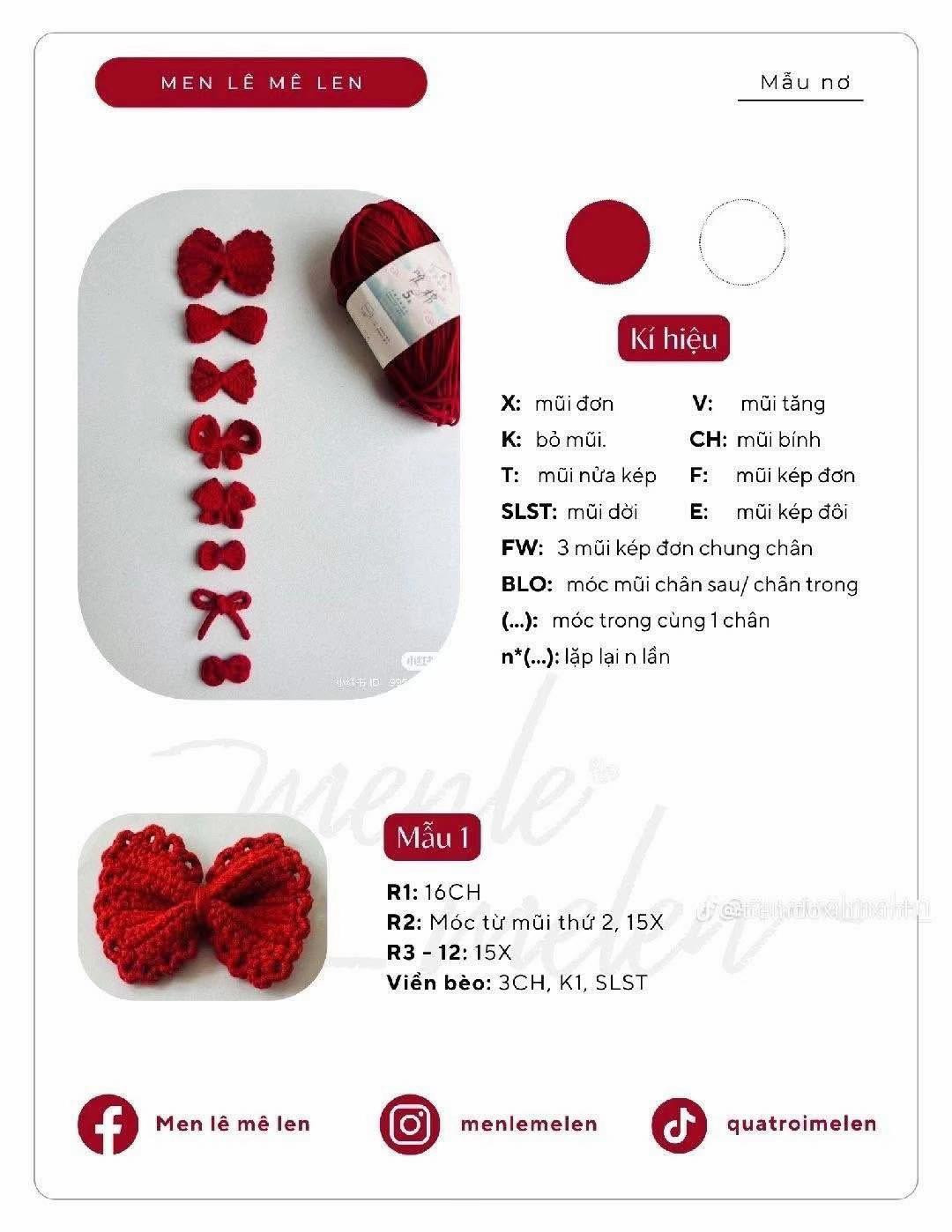 Chart Móc Len Kẹp Tóc Giáng Sinh và Thỏ Cute