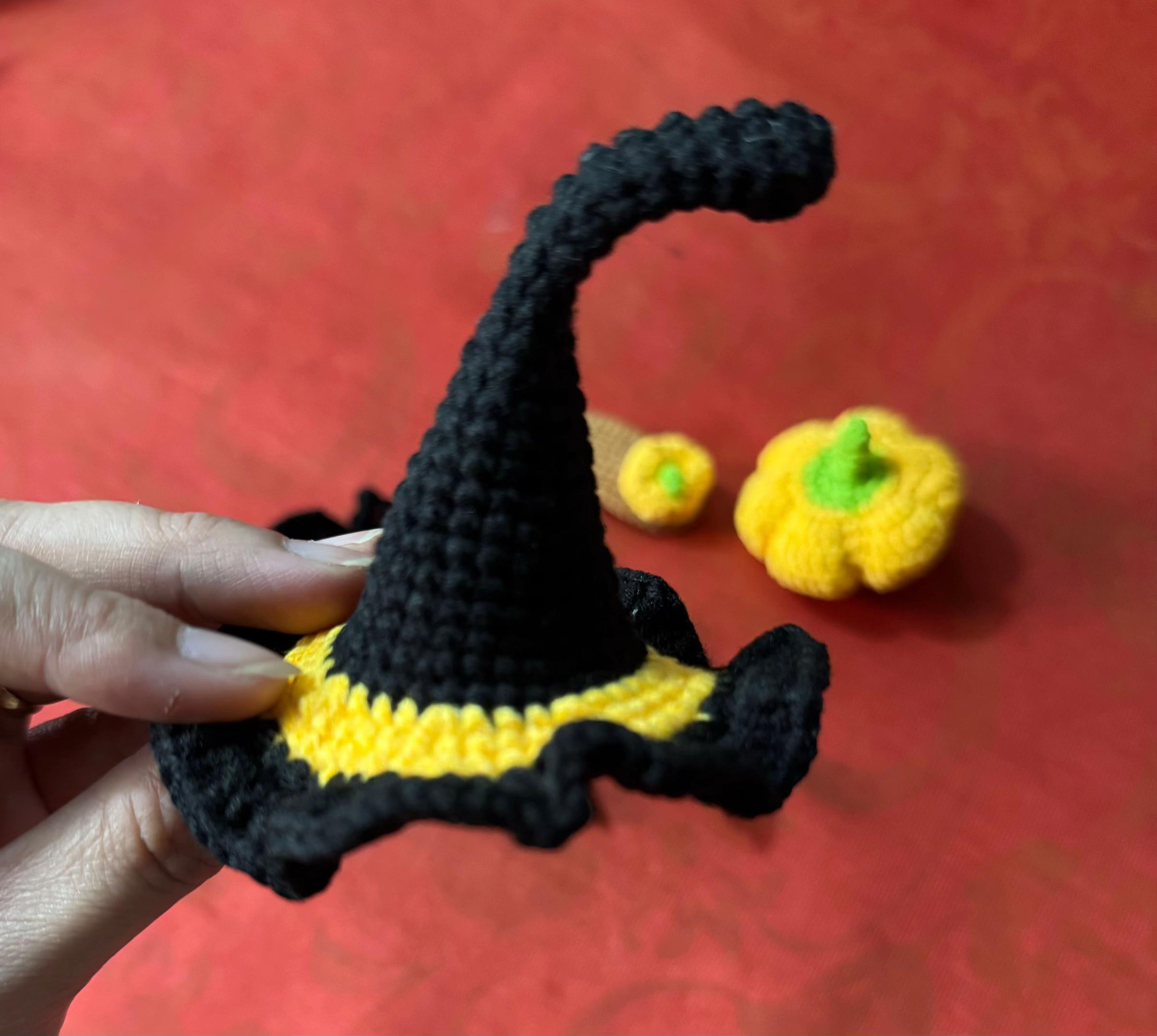 Chart Móc Len Kẹp Tóc Halloween: Nón Ma Thuật, Bí Đỏ, Dơi