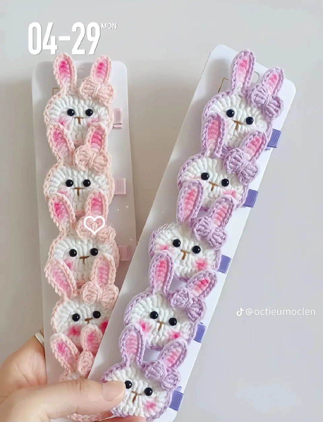 Chart móc len kẹp tóc hình thỏ dễ thương