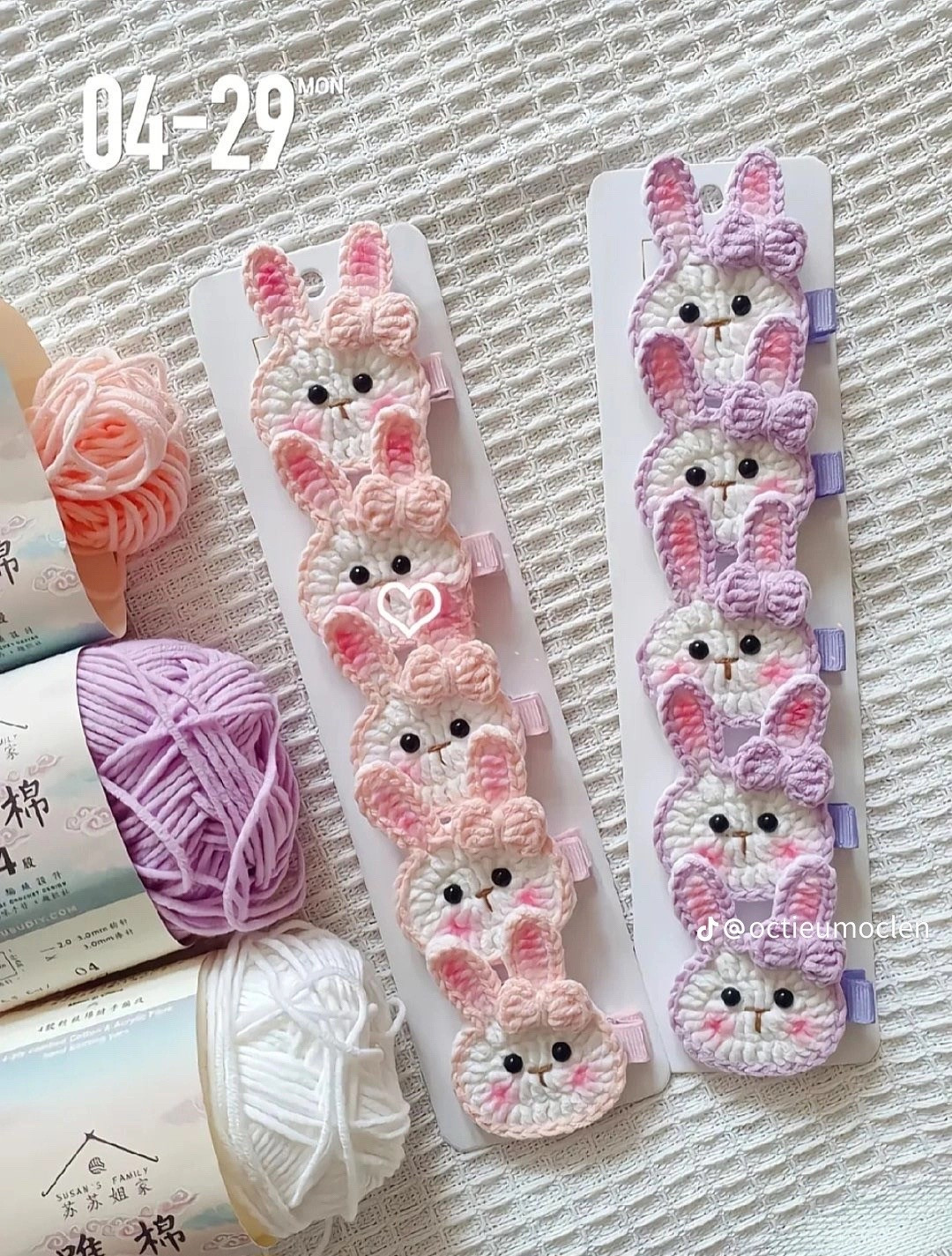 Chart móc len kẹp tóc hình thỏ dễ thương