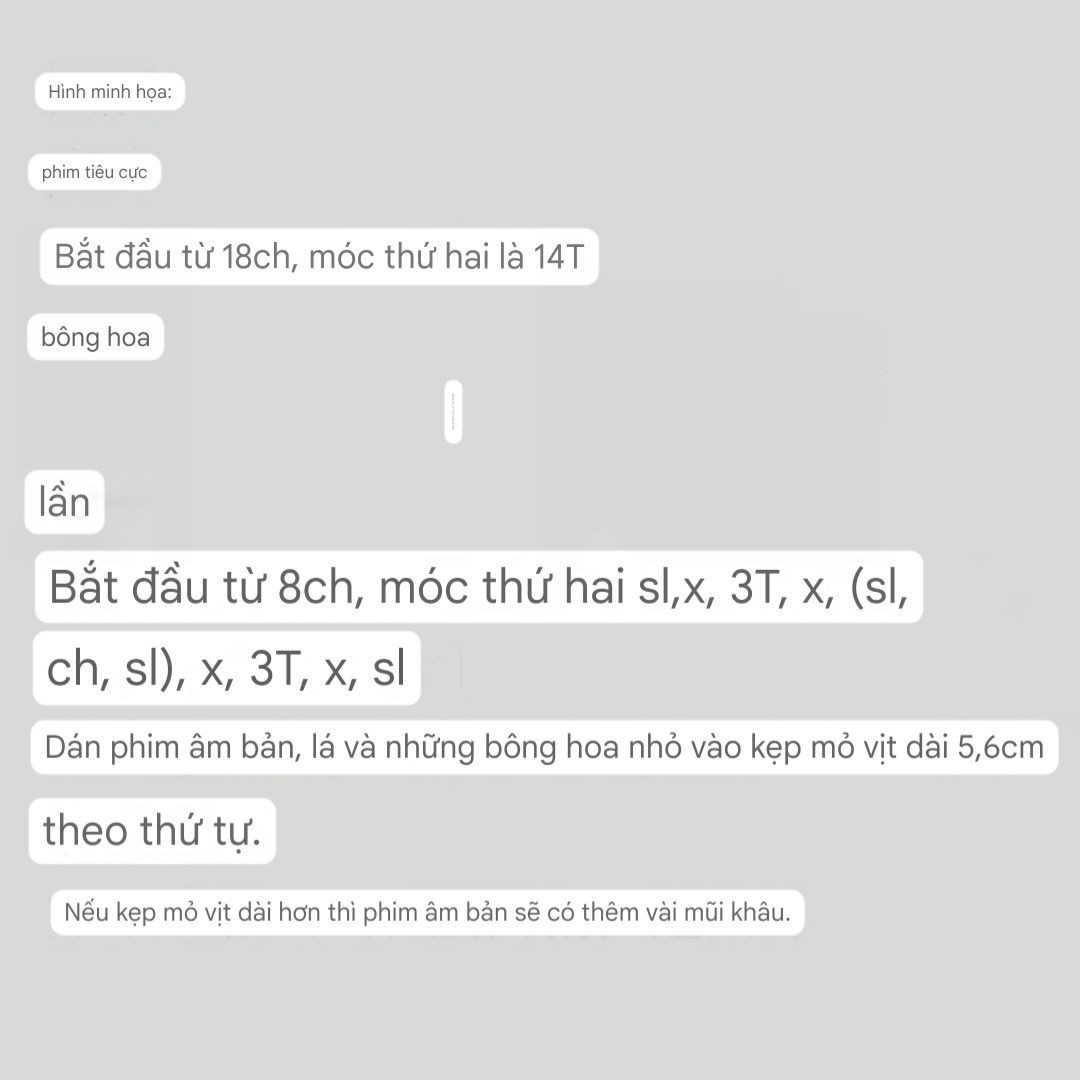 Chart Móc Len Kẹp Tóc Hoa Đỏ Trắng