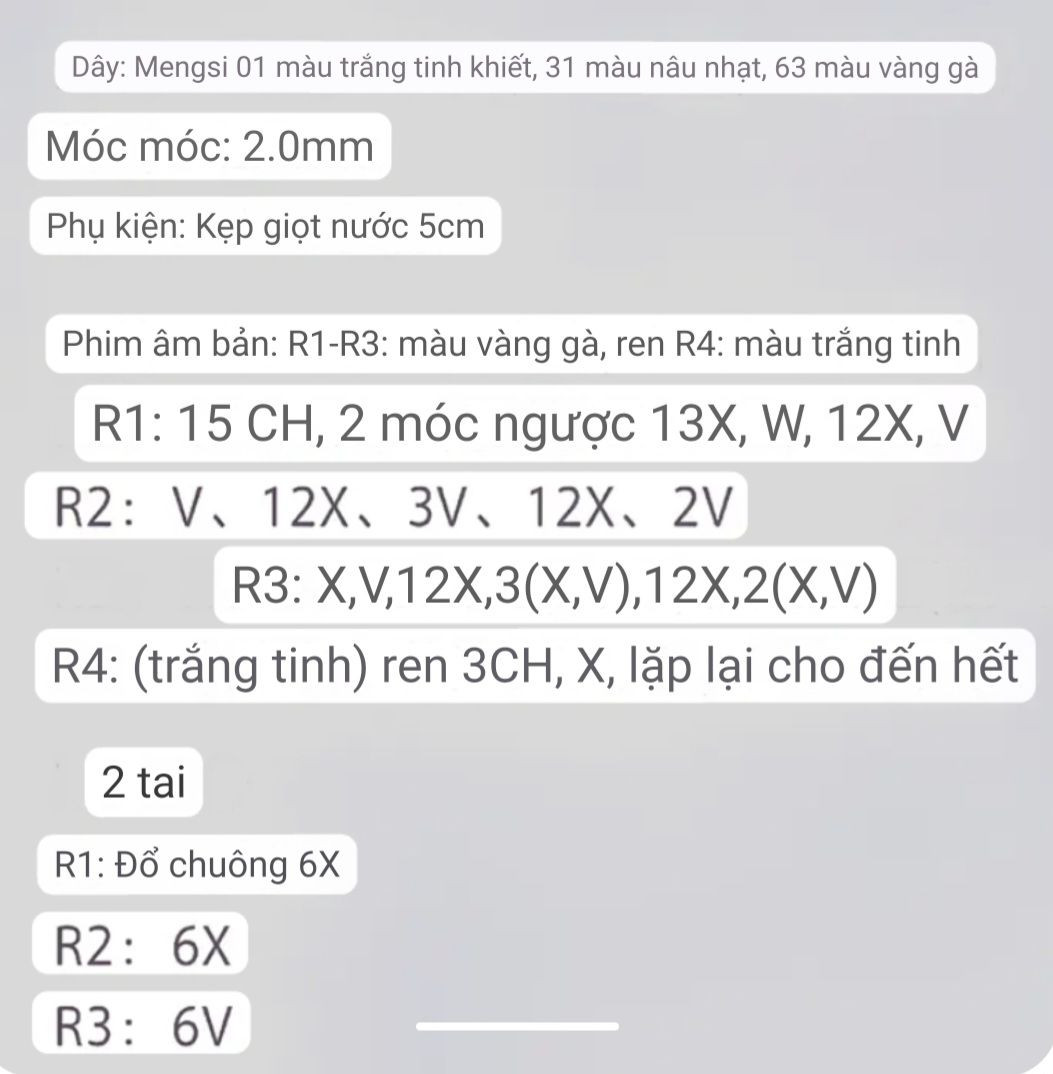 Chart Móc Len Kẹp Tóc Sừng Hươu Cao Cổ Màu Vàng Nâu