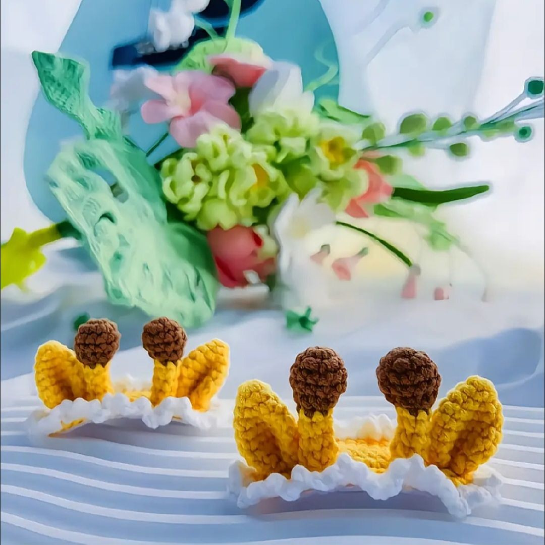 Chart Móc Len Kẹp Tóc Sừng Hươu Cao Cổ Màu Vàng Nâu