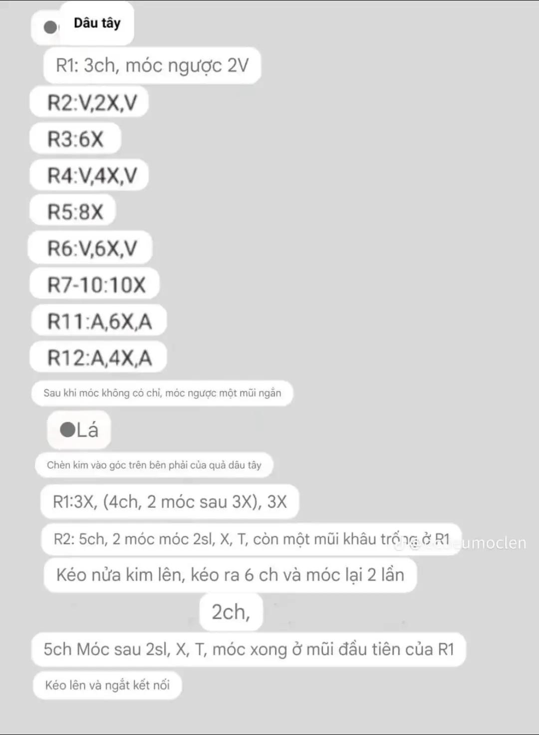 Chart Móc Len Kẹp Tóc Trái Cây: Dâu Tây, Lê, Dưa Hấu