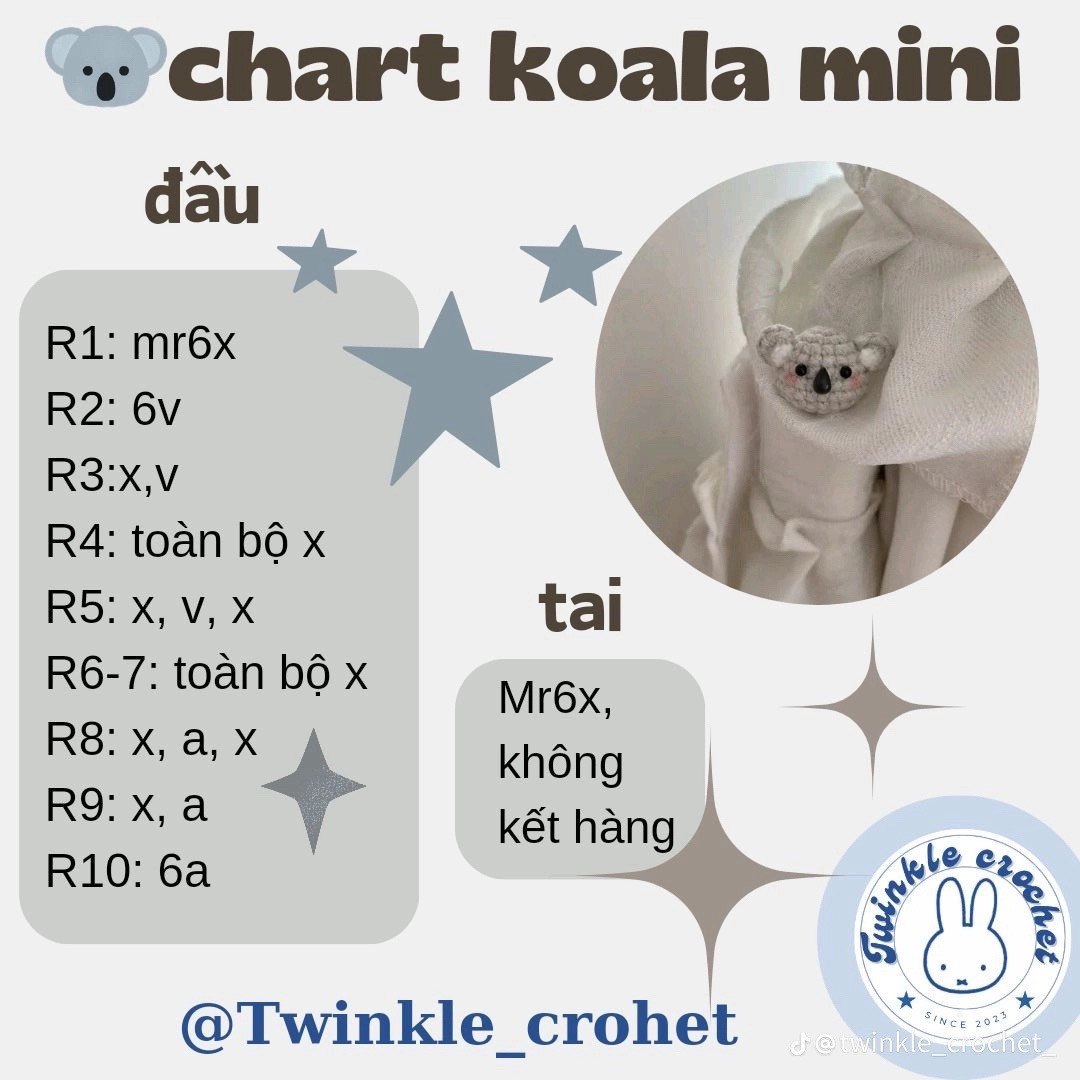 Chart móc len kẹp tóc và búp bê mini dễ thương