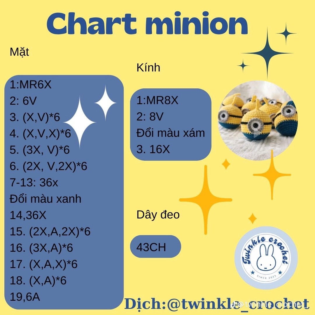 Chart móc len kẹp tóc và búp bê mini dễ thương